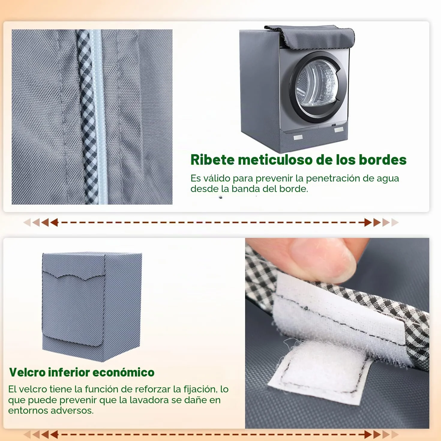 Funda impermeable para lavadora y secadora exterior XL 60x64x85 cm Gris