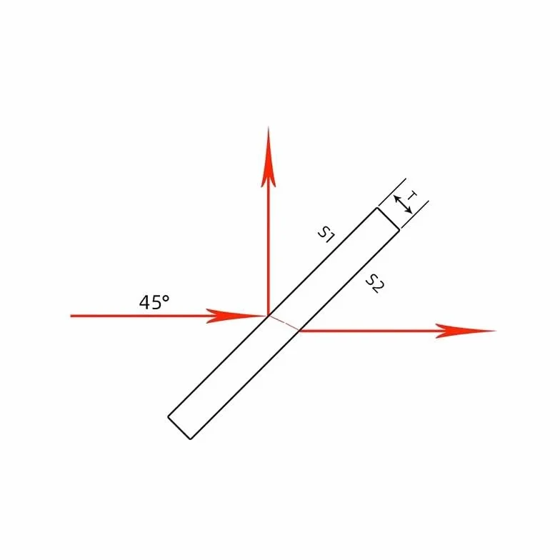 Beam Splitter Optical Prism 45° Splitting Ratio 50%:50% Semi Transparent Semi Reflective Thickness 1.1mm 14mmx17mmx1.1mm