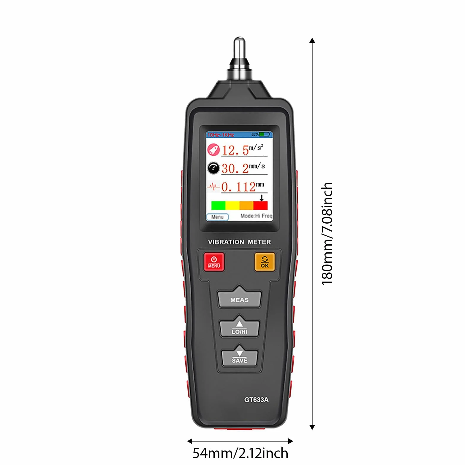 Medidor digital de vibraciones con pantalla LCD para aceleraciones precisas, instrumento de vibración y
