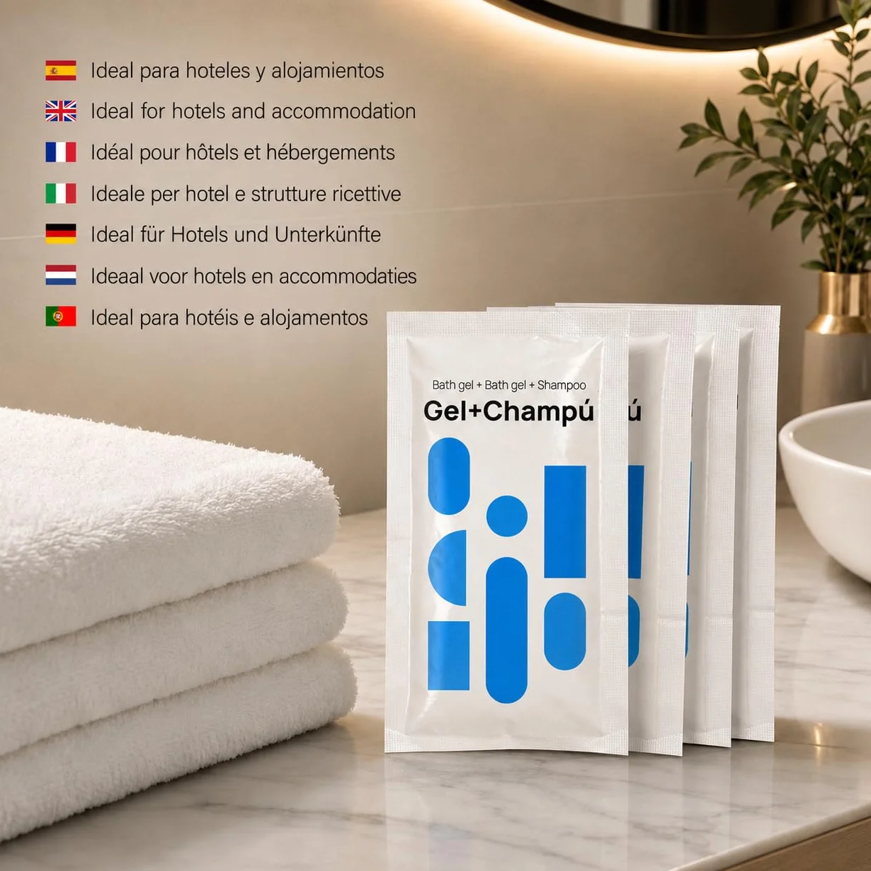 Sachet Monodosis 8ml Gel + Champú 2en1 1.000 Uds. A Granel Amenities Hotel