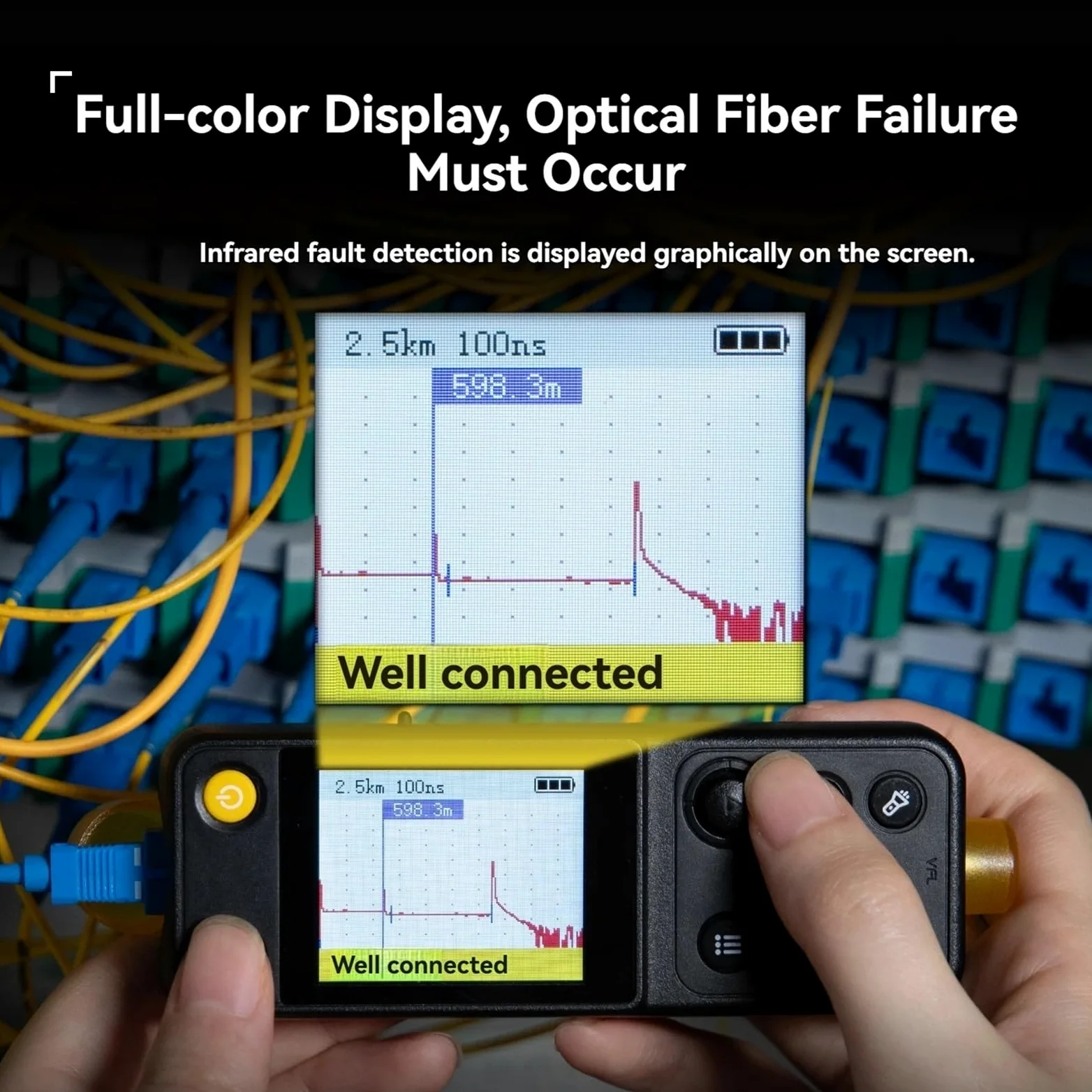 Probador de fibra óptica, Reflectómetro Óptico Portátil De Dominio Temporal 20 Km, Medidor Distancia Fibra Óptica, Comprobador Punto Ruptura,para Ingeniería de Comunicaciones