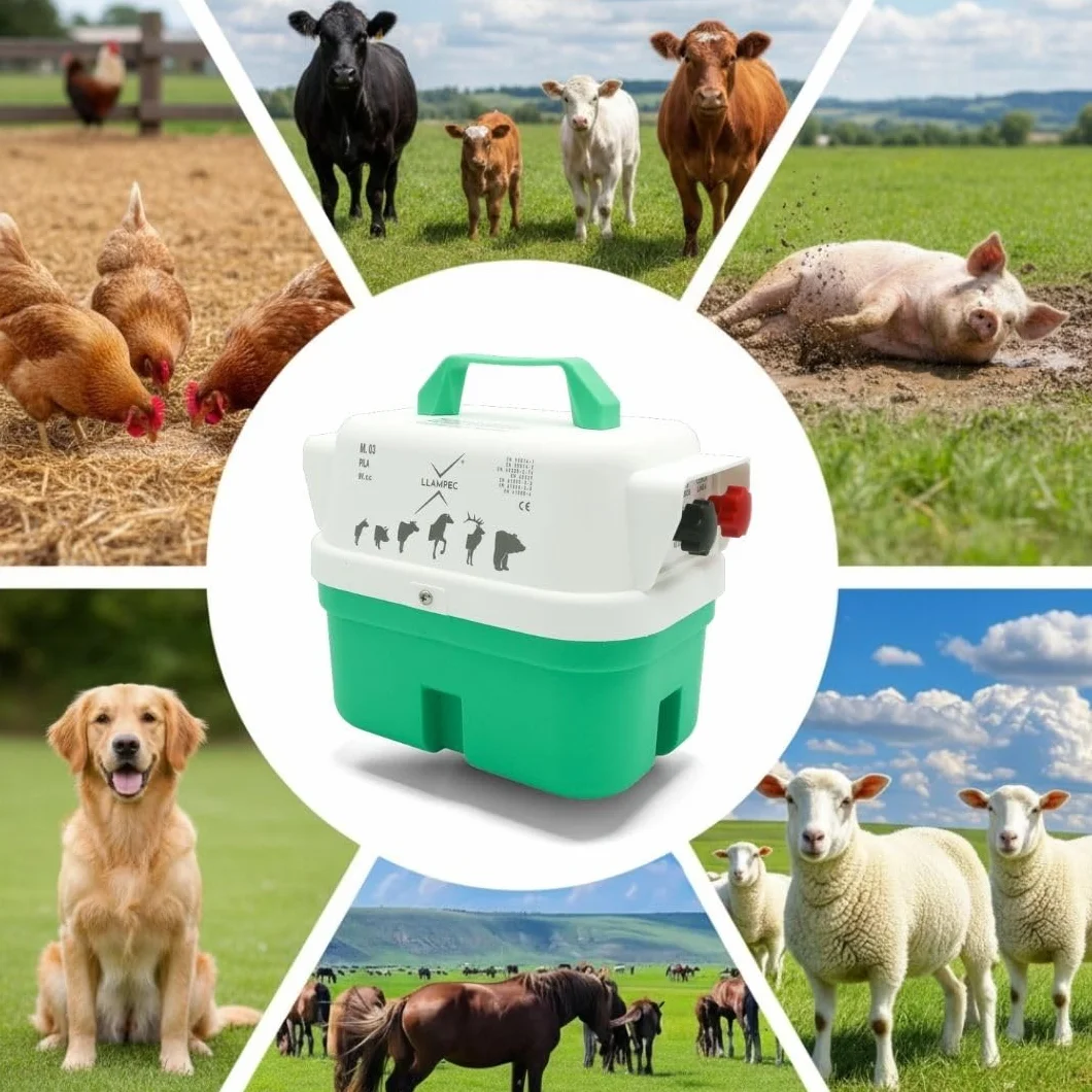 Pastor Eléctrico Llampec Mod.03 a Pila 9V – 0,37 J, 9.000 V y 6 km de alcance – Cerca eléctrica portátil para perros, gatos, caballos y vacuno – Autonomía 90 días – Fabricado en España