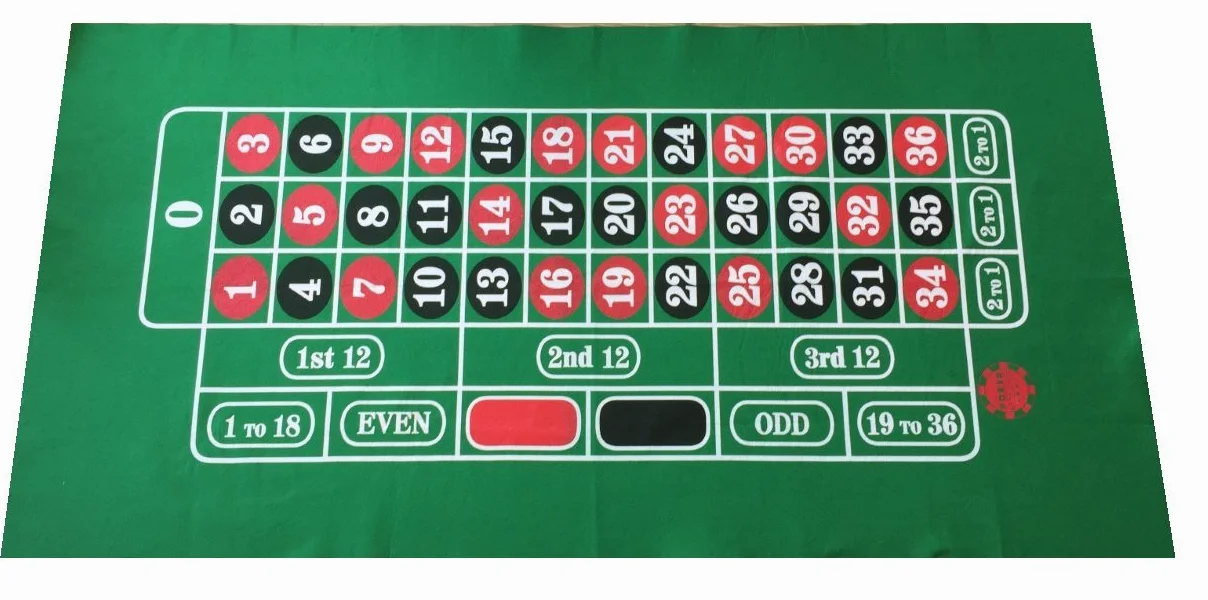 Giant Green Roulette Felt Baize Cloth 180cm x 90cm Large Playing Area
