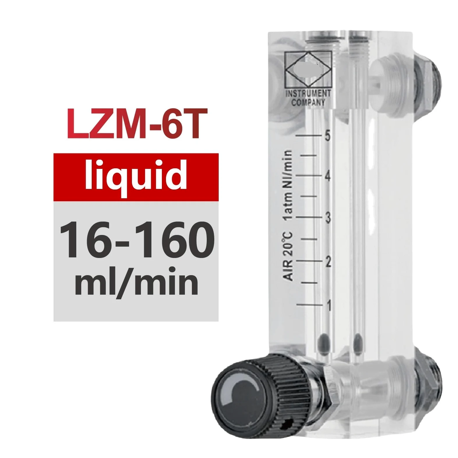 LZM-6T Medidor de Flujo rotámetro Panel acrílico Líquido pequeño 6-1000 ml(Liquid 16-160ml-min)