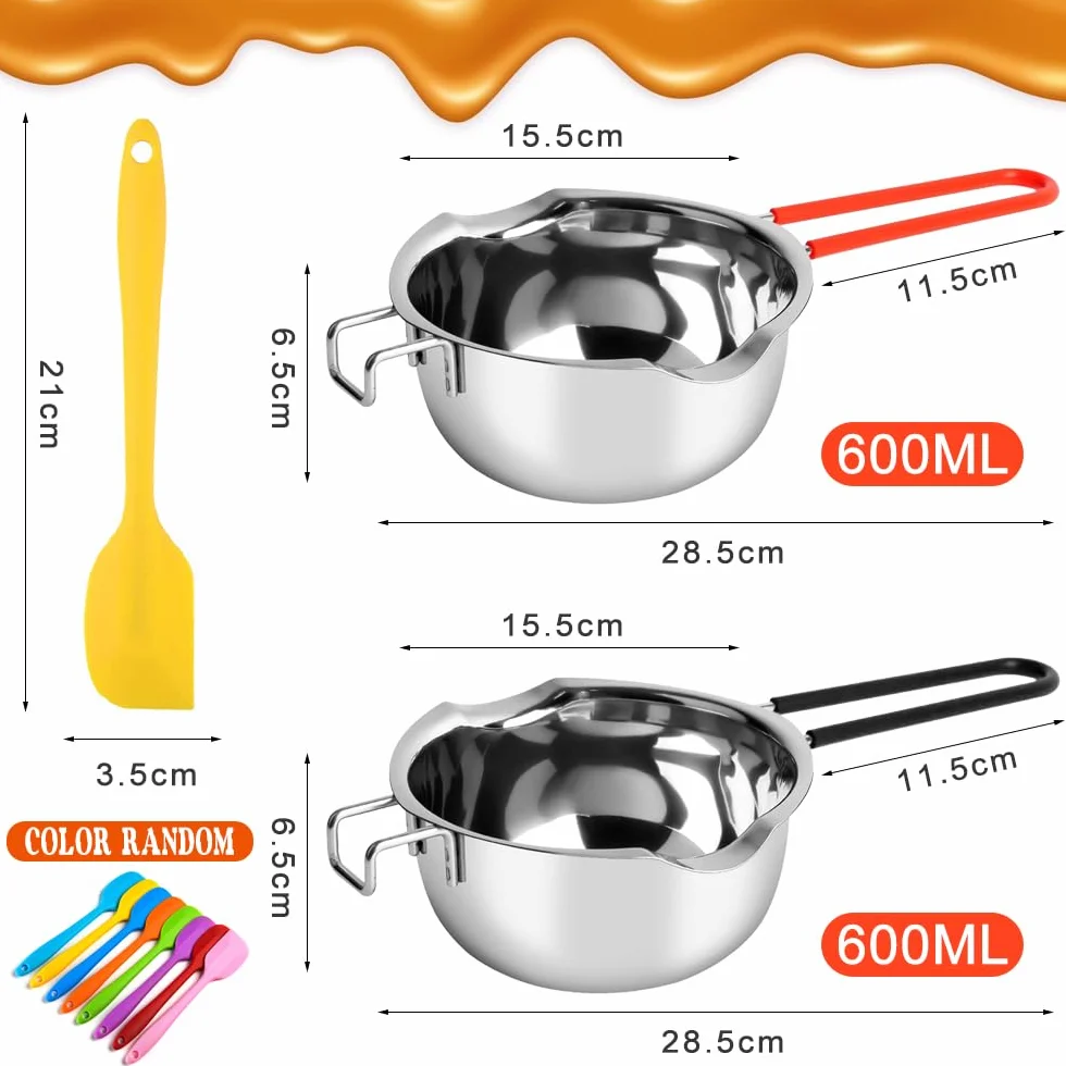 Crisol de Chocolate INOX 600ml para Derretir, Mango Antiquemaduras