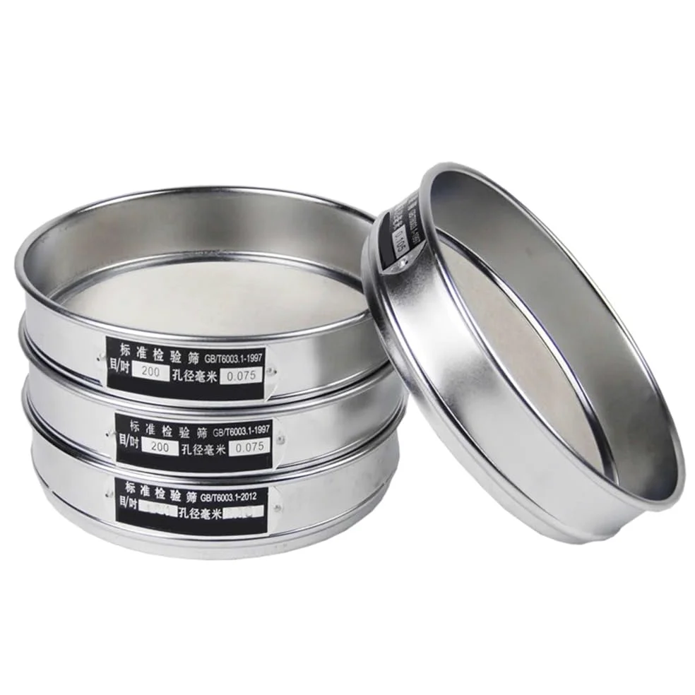 Tamiz de Prueba estándar Laboratorio, galvanizado, 20 cm, con Tapa y Fondo, Mallas Varios tamaños(500 Mesh(0.0308mm))