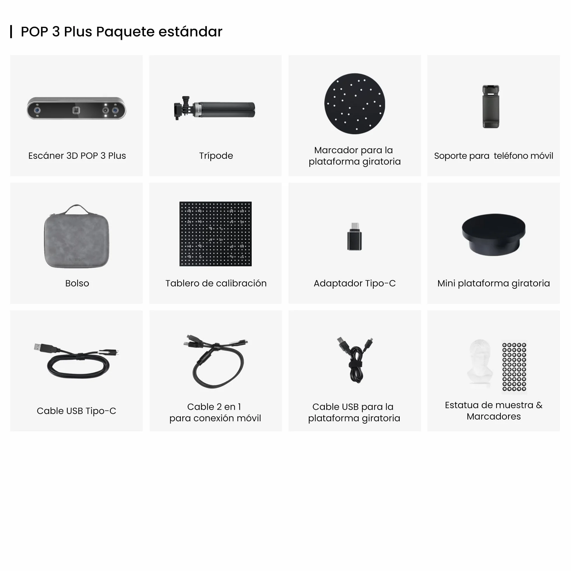 Revopoint POP 3 Plus Escáner 3D para impresión 3D, escáner de mano con precisión de 0,04 mm y velocidad, escaneo en color para objetos medianos, compatible con Android/iOS/Win10&11/macOS, Estándar