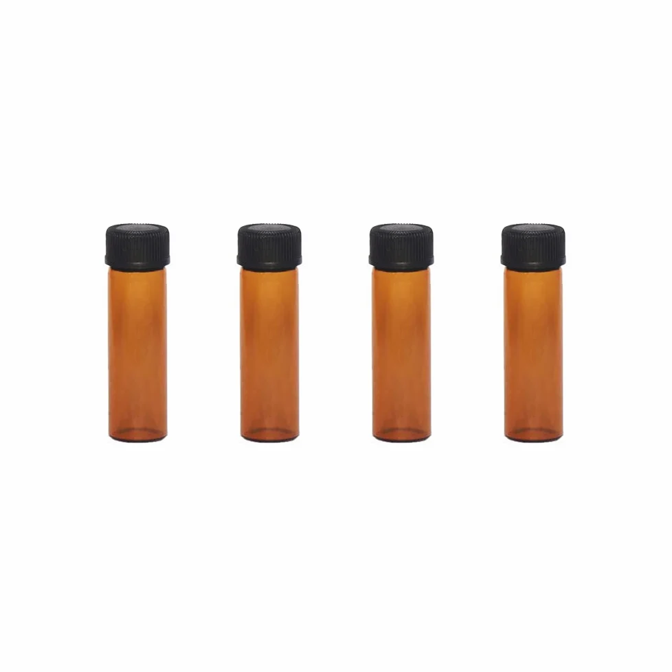 Paquete de 100 viales de vidrio con tapas de rosca fenólicas negras (4 ml, marrón)