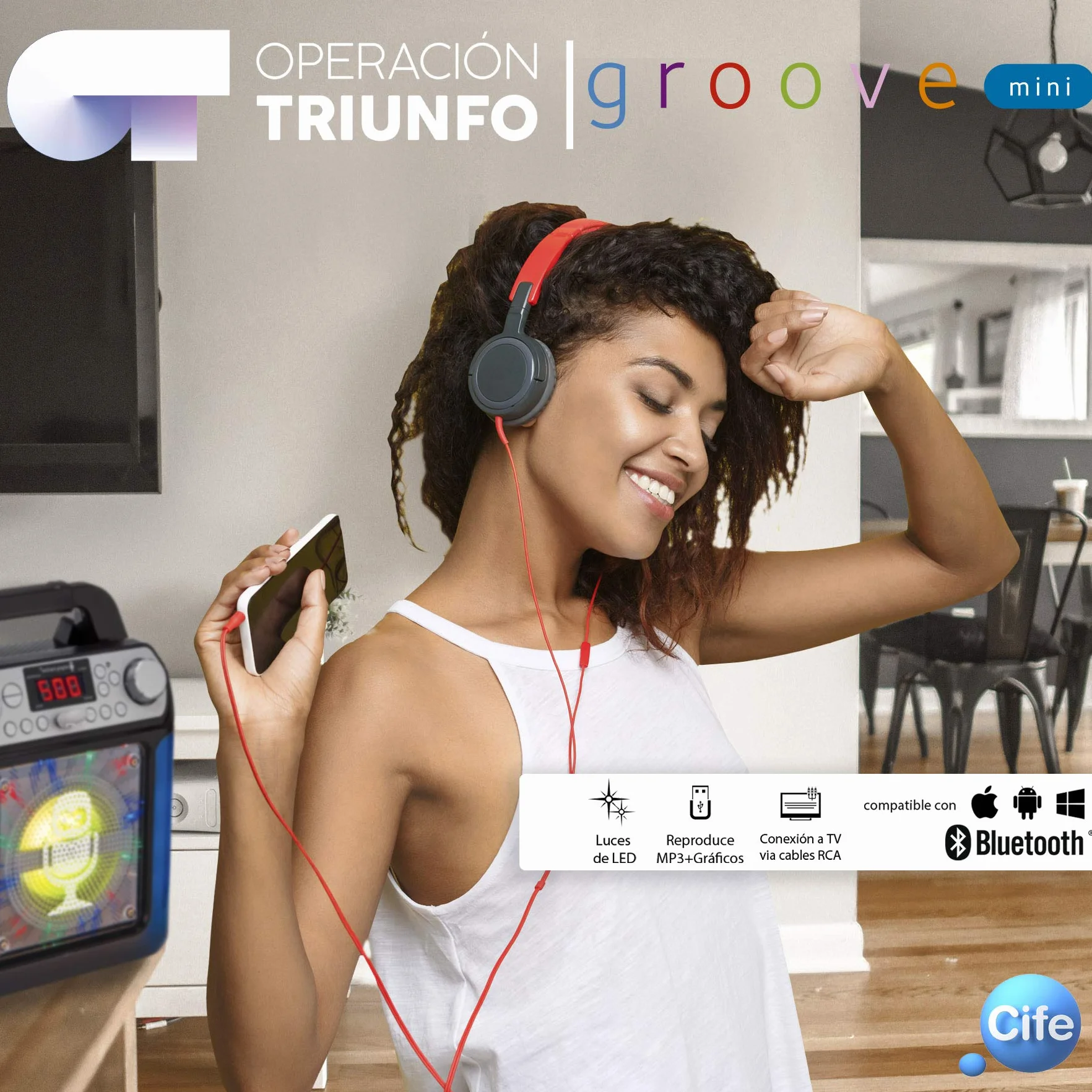 Operacion Triunfo Karaoke Negro con Luces LED