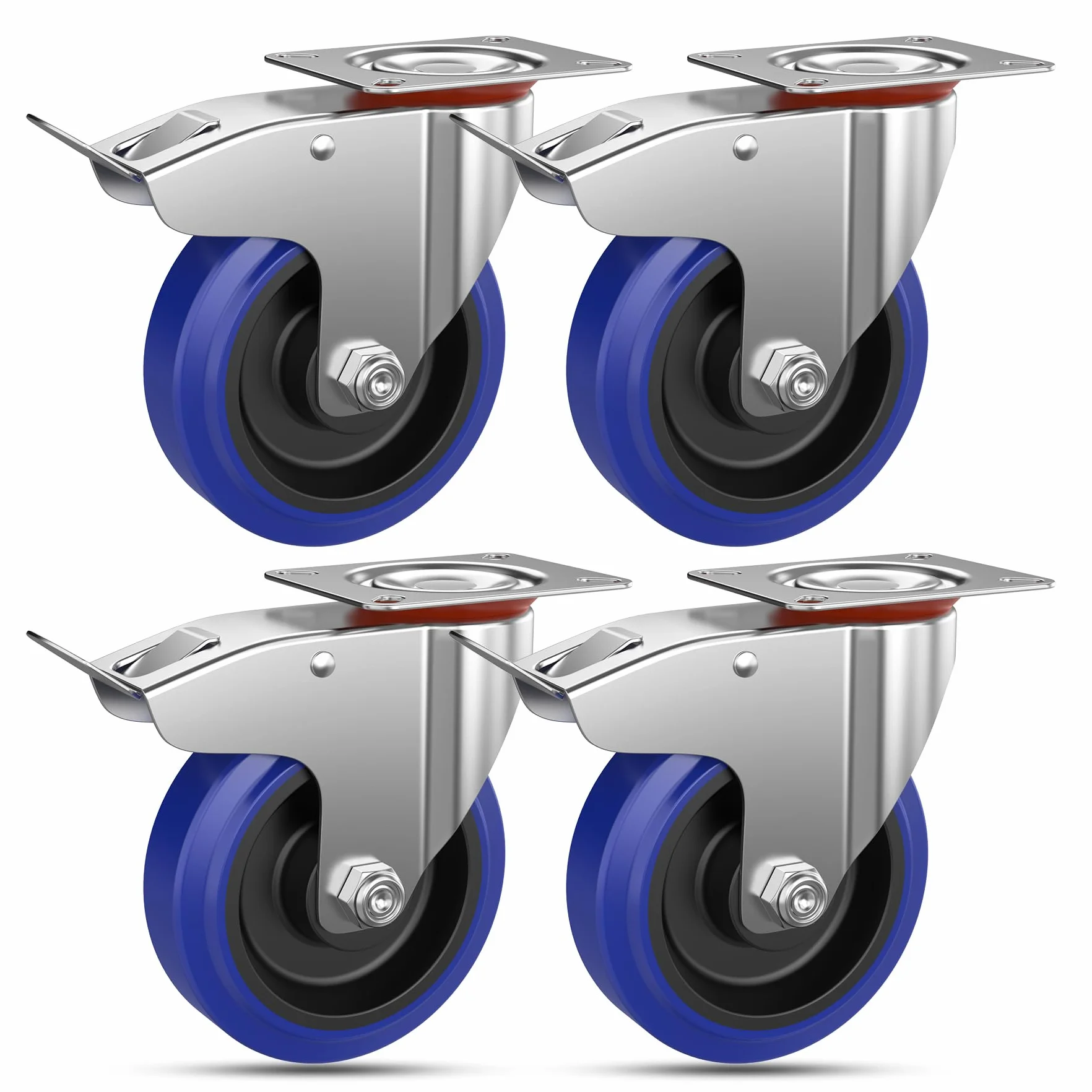 Forever Speed Ruedas de Transporte con Freno 100mm 200kg Galvanizado Industrial