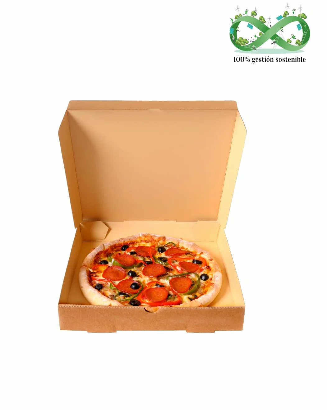 Genérico COMMERCE ESSENTIALS - Cajas para Pizza, 33x33 cm, Cartón Kraft de celulosa Pack de 100 Unidades, Tapa Plegable