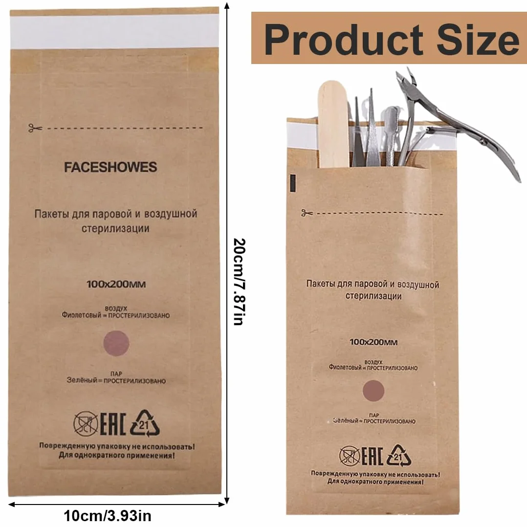 WUSJCOF Bolsas de Esterilización para Autoclave 100x200mm 50 unidades