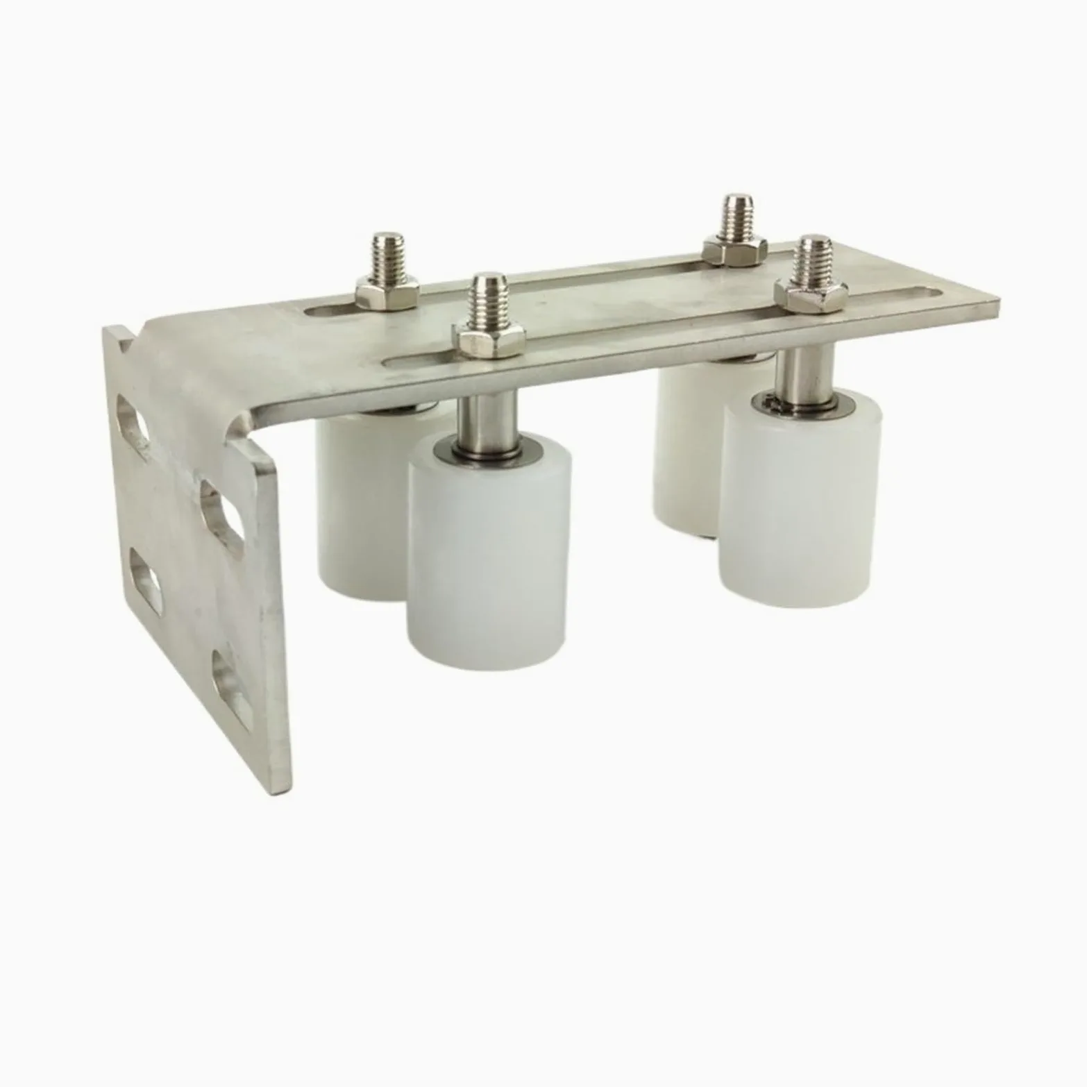 Kit corredizo para puerta de granero, Rodillos de nailon guía superior puerta corrediza material acero inoxidable 304 con soporte