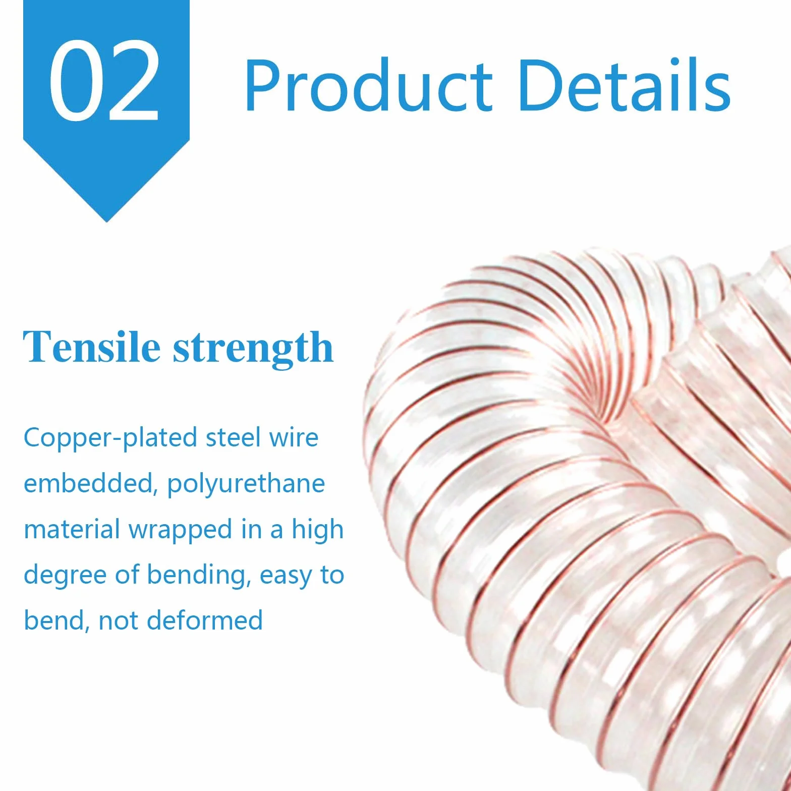 Manguera de conducto flexible de PU con alambre de cobre de 1 metro/39,37 pulgadas, pared de 1,2 mm, 220-260 mm for carpintería(Inner diameter:230mm)