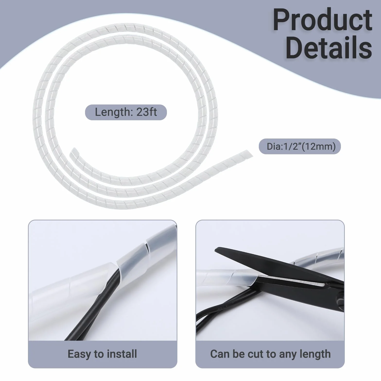 Funda protectora para cable de sonda de ultrasonido, cubierta duradera para cables de circunferencia de 1,27 cm, longitud de 23 pies