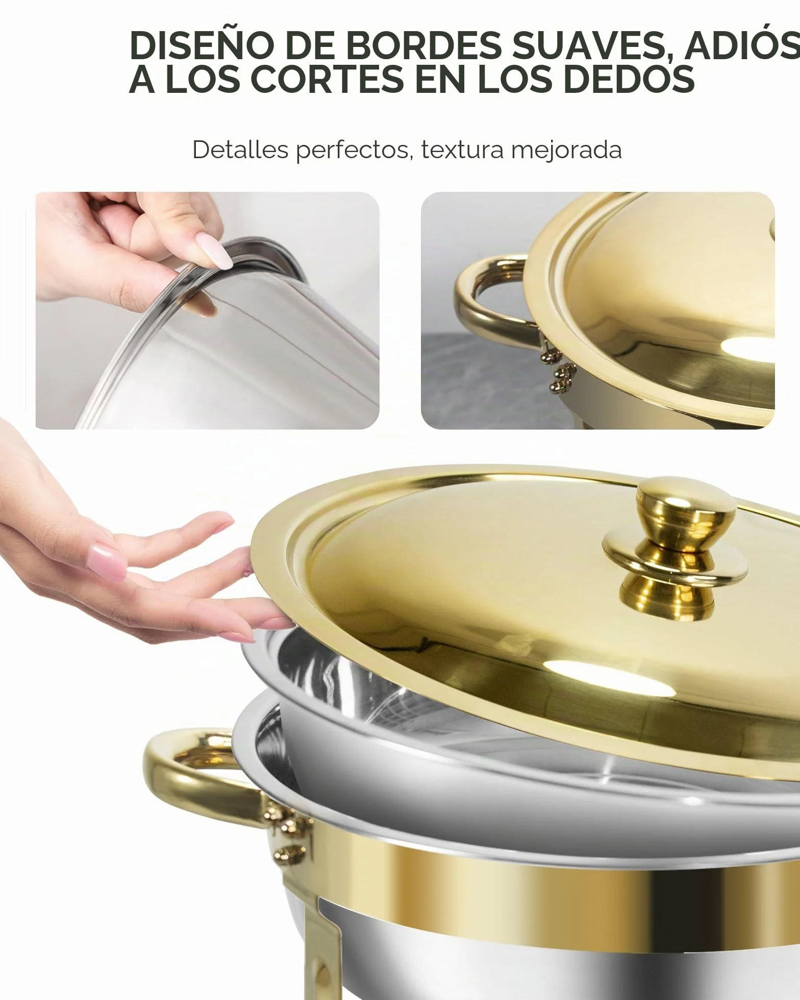 Oro Chafing Dish Buffet Set 5L Acero Inoxidable 2 Recipientes Calientes para Catering