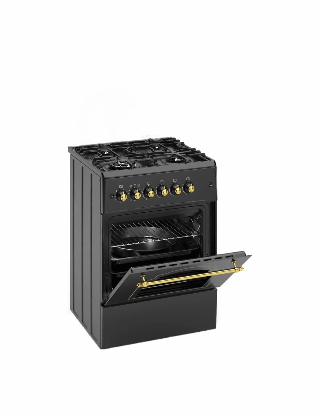 ALPHA Cocina de Gas VULCANO GOLD-60 Rustica Oro, Encendido automático, Wok