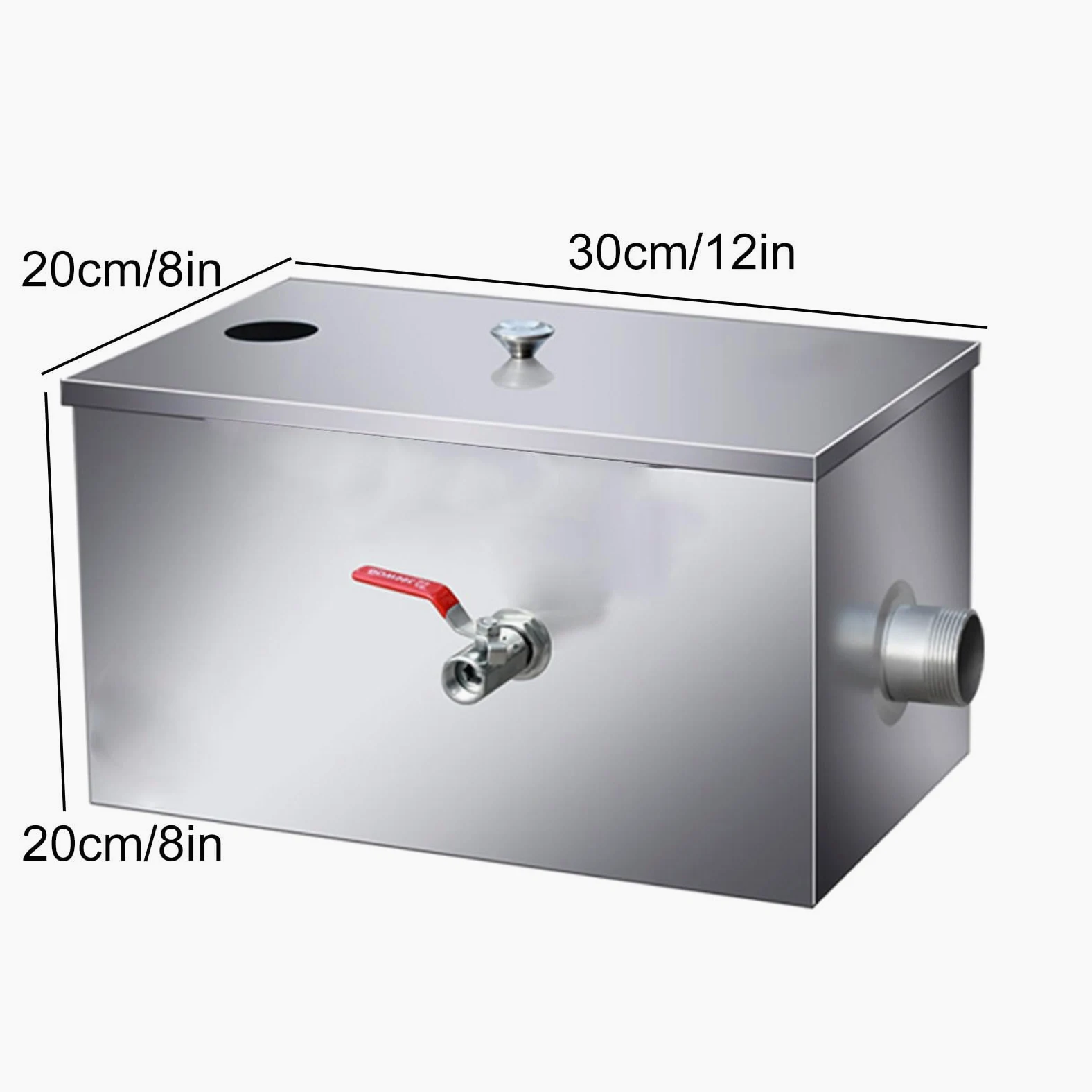 Genérico Trampa de Grasa de Acero Inoxidable para cocinas comerciales, Separador de Aceite y Agua bajo Fregadero, 30 x 20 x 20 cm, Ideal para restaurantes y Servicios de alimentación.