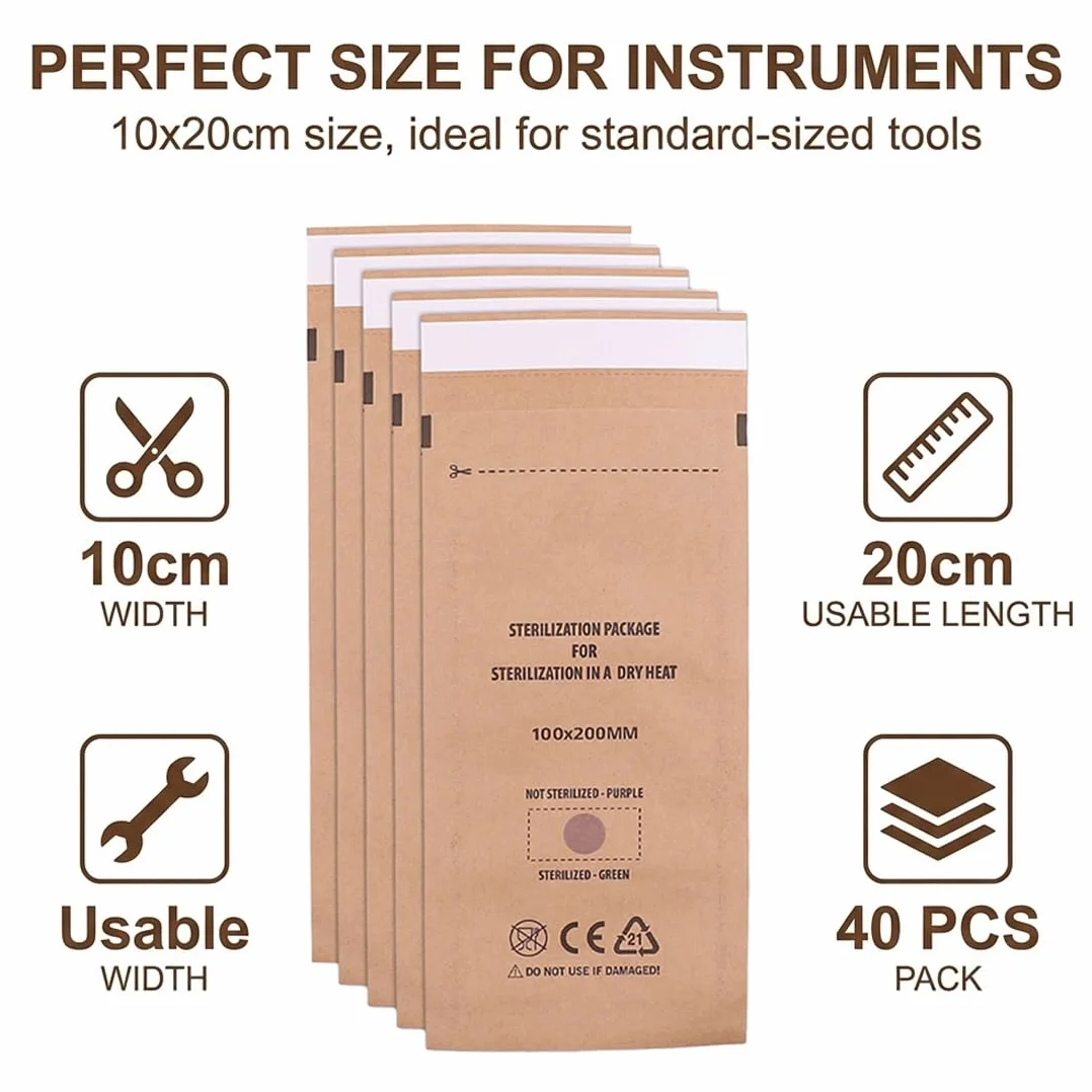 Bolsas de Esterilización Desechables 100x200 mm para Esterilizador de Uñas y Herramientas de Manicura