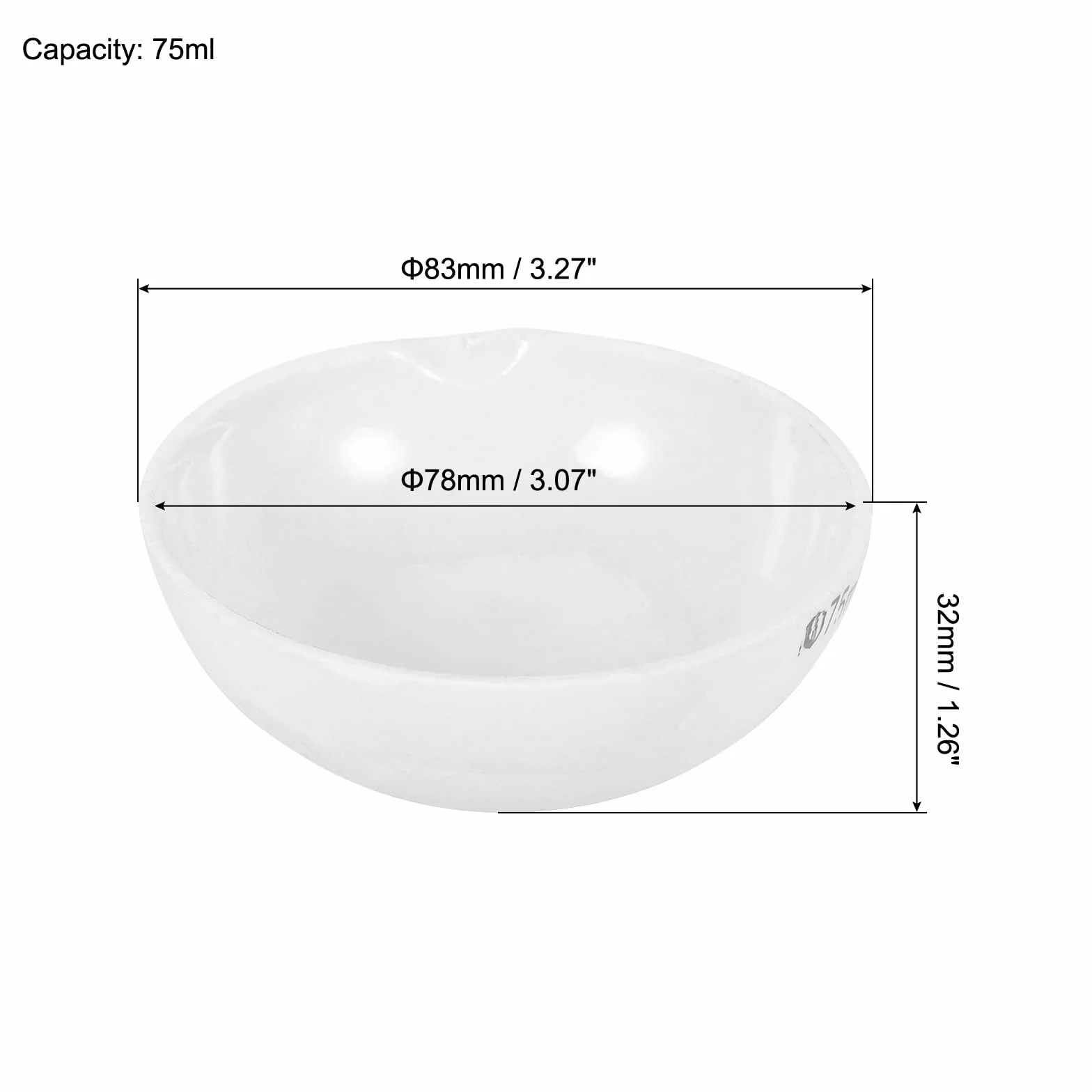 PATIKIL 75ml Porcelana Crisol Plato, 2 Paquete Cerámica Evaporación Cuenco para Derretir Fundición