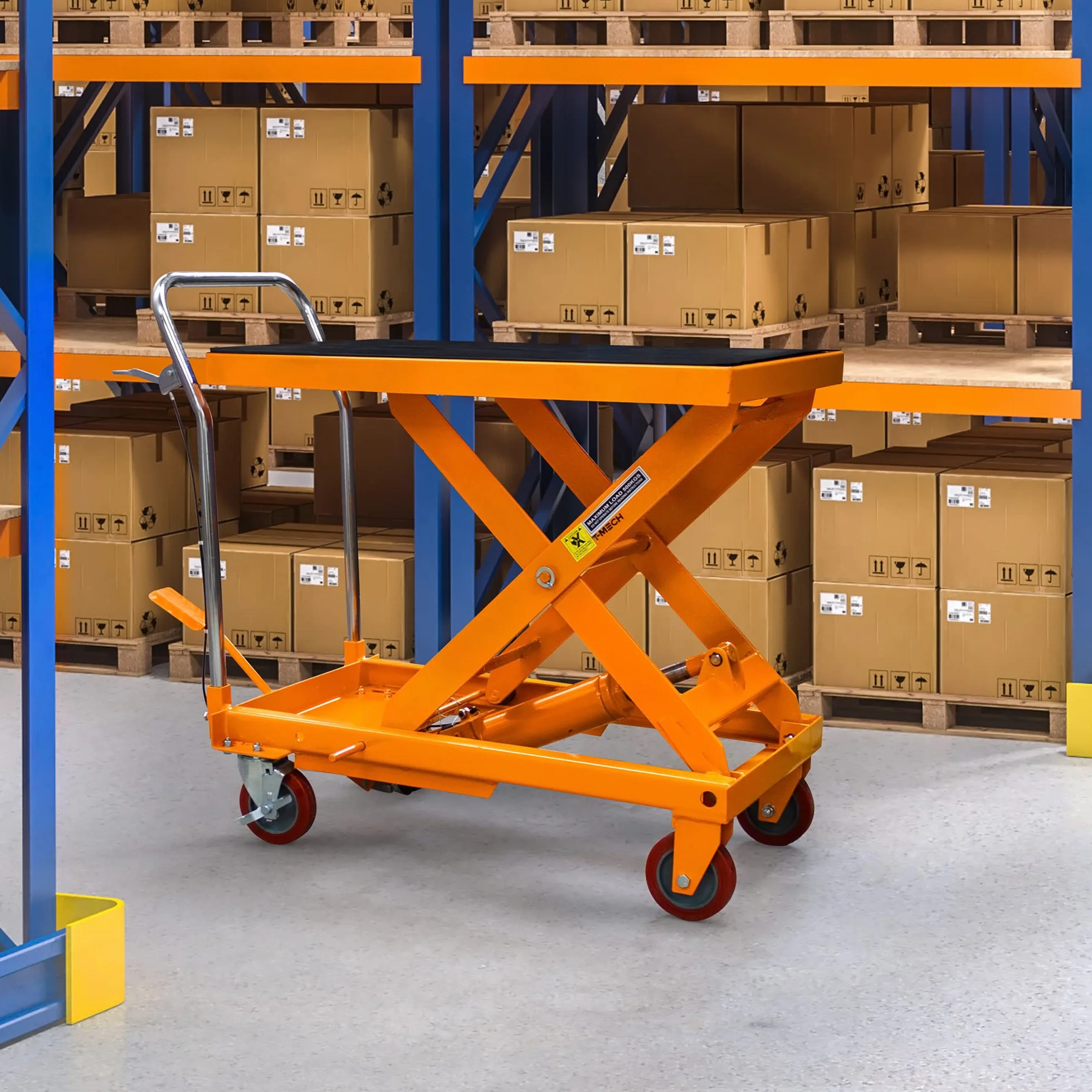 Mesa Elevadora Hidráulica Manual Elevador de Tijera Industrial Profesional Comercial para Reparar Coches Motocicletas Taller Garaje Almacén Capacidad 500kg 1100lbs Altura 29-78cm Plataforma 81 x 51cm