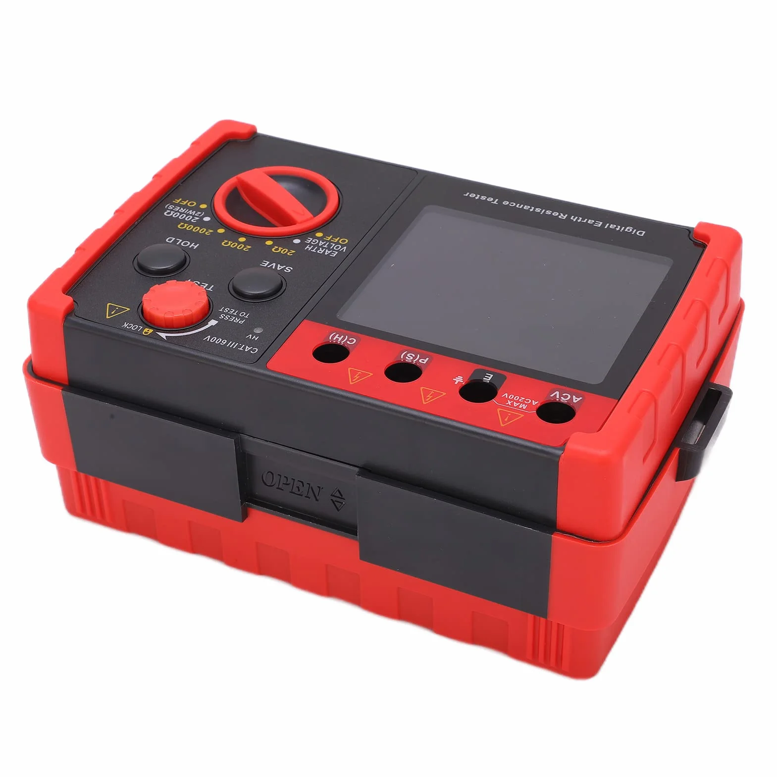 Medidor de Resistencia a Tierra, Medidor de Resistencia a Tierra Digital de 2000 Ω con Pantalla LCD Y Estuche de Almacenamiento, Kit de Probador de Resistencia de Aislamiento Profesional