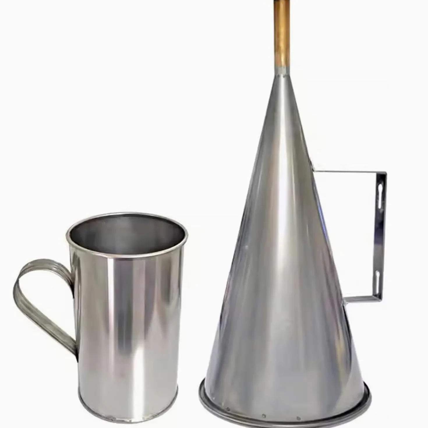 Viscómetro de embudo Marsh de 12", juego de detectores de prueba de acero inoxidable con vaso medidor de 946 ml, tamaño de malla de pantalla de 1,6 mm (malla 12), con vaso medidor de 946 ml