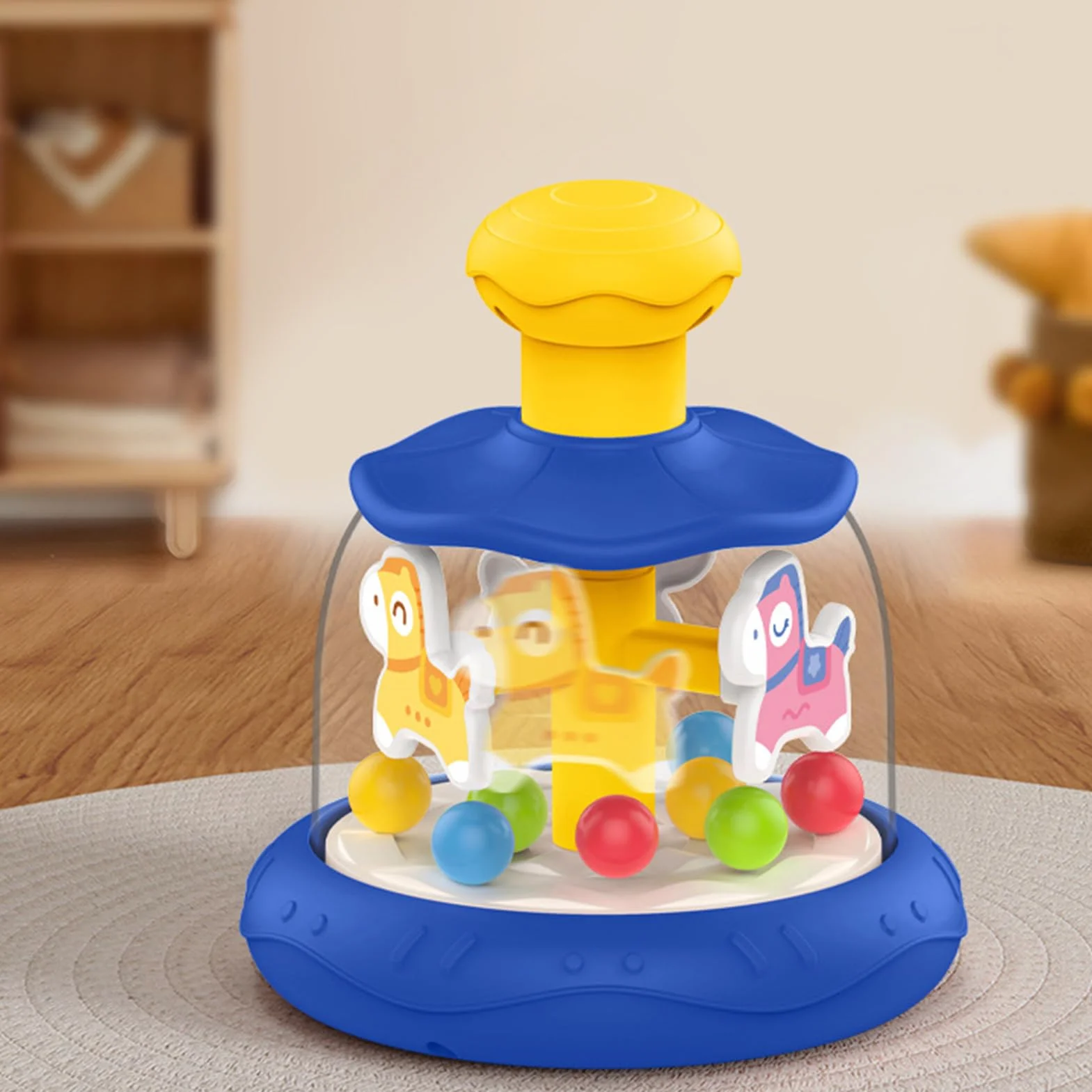 Juguete de carrusel giratorio educativo 15,2 x 13,3 x 13,3 cm para bebé desarrollo habilidades motoras finas