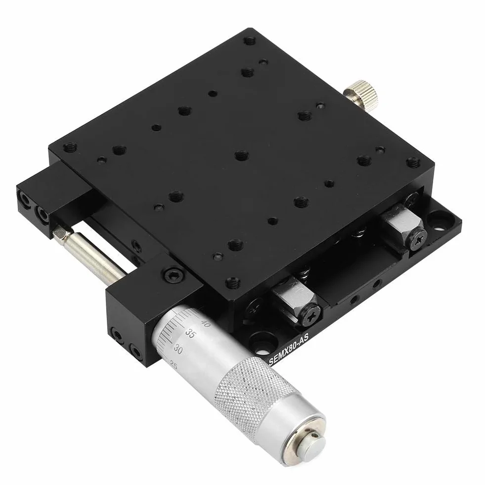 Manual Micrometer Linear Stage 80x80mm X-axis Crossed Roller Guide for Laboratory CNC