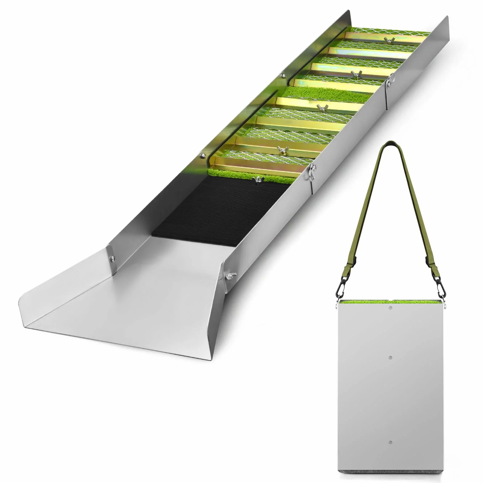 Caja de esclusa para minería de oro, caja plegable de aleación de aluminio de 50 pulgadas, cajas de esclusas doradas portátiles, equipo ligero de prospección de oro, caja de esclusa con musgo de