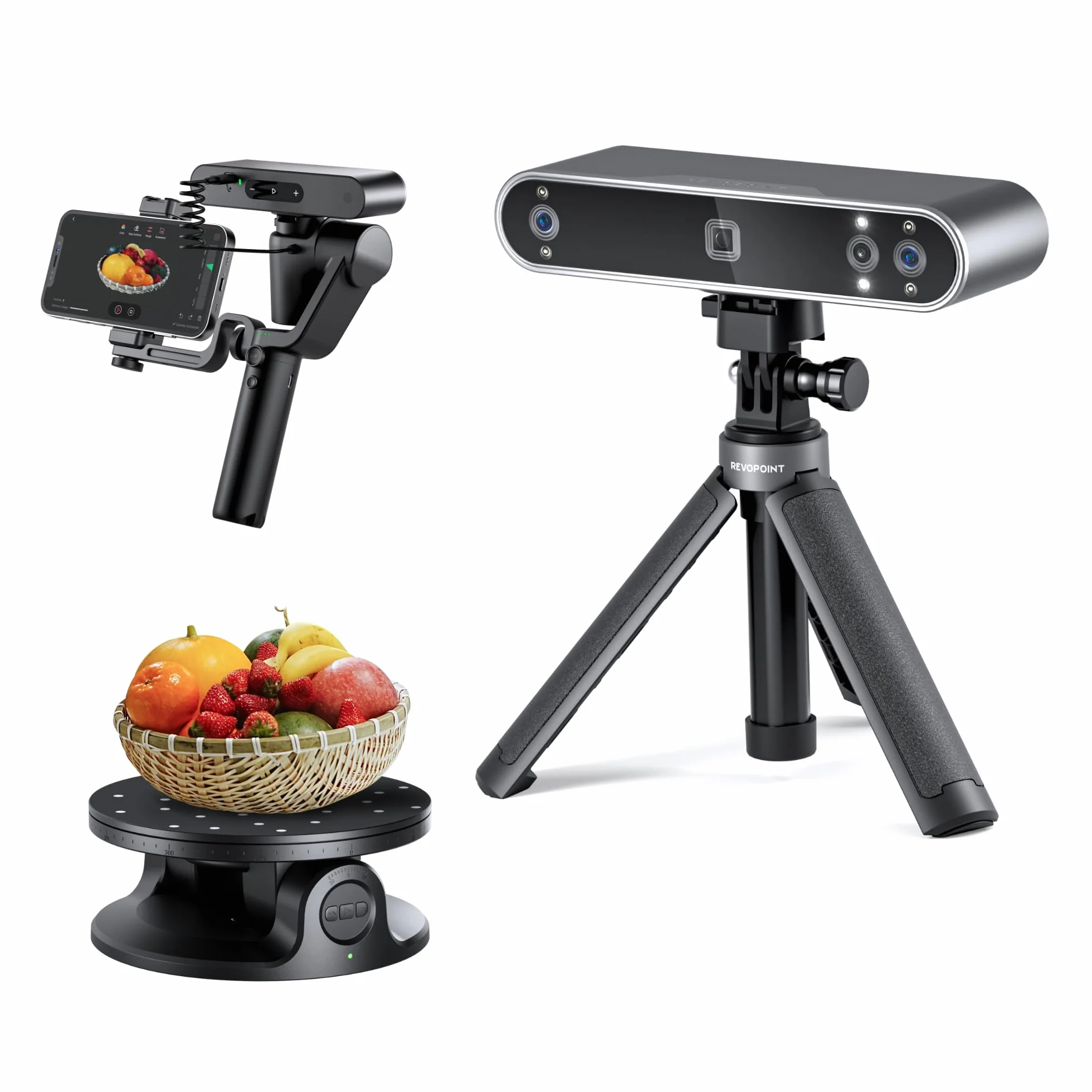 Revopoint POP3 Plus Escáner 3D para Impresión 3D, Precisión de 0,04 mm, Escaneo en Color para Objetos Medianos, Compatible con Android/iOS/Win/macOS,Prueba gratuita de 30 días de QuickSurface, Premium