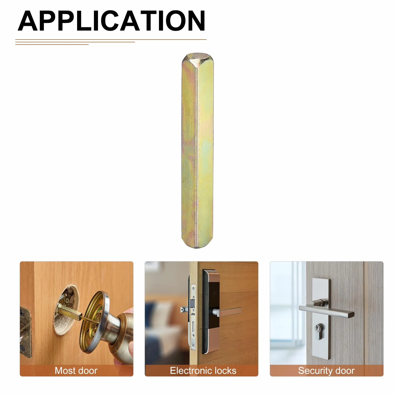 Eje Para Manija Puerta 60mmx8mm Cuadrado Hierro Dorado 1 Paquete