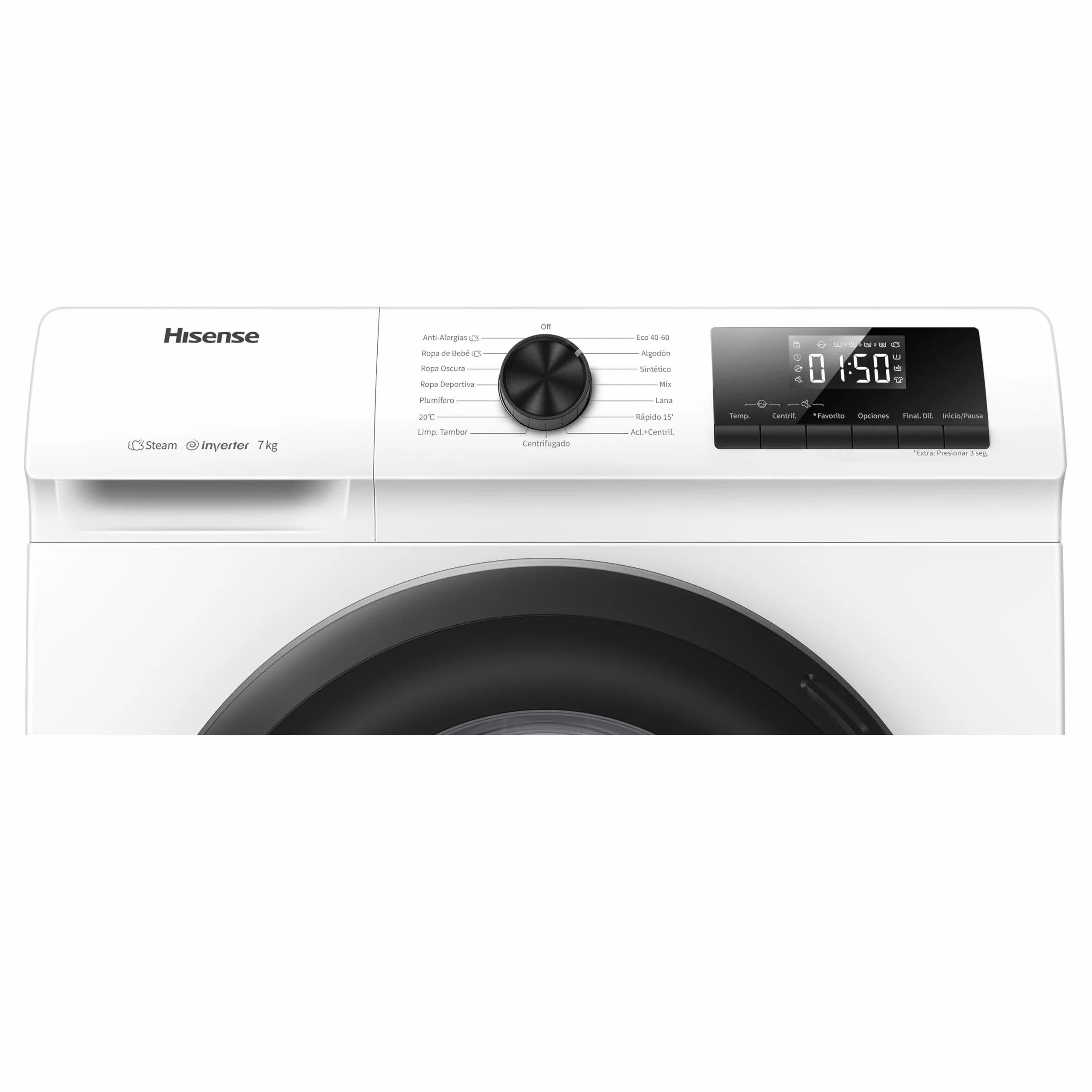 Hisense Lavadora WFQP701219VM 7 Kg 1200 rpm 84.5 cm Blanco