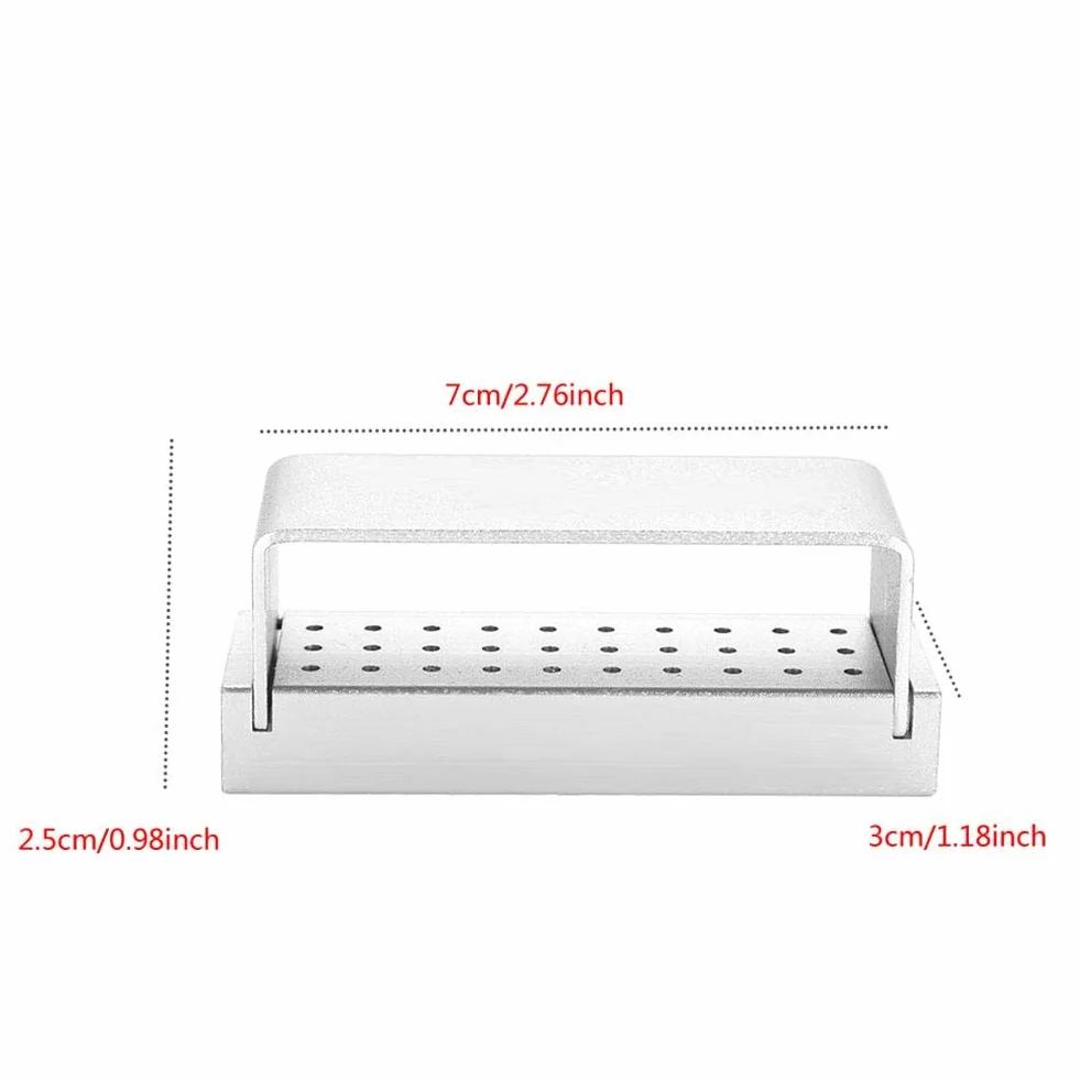 Caja de desinfección de aluminio para fresas dentales 30 agujeros plata