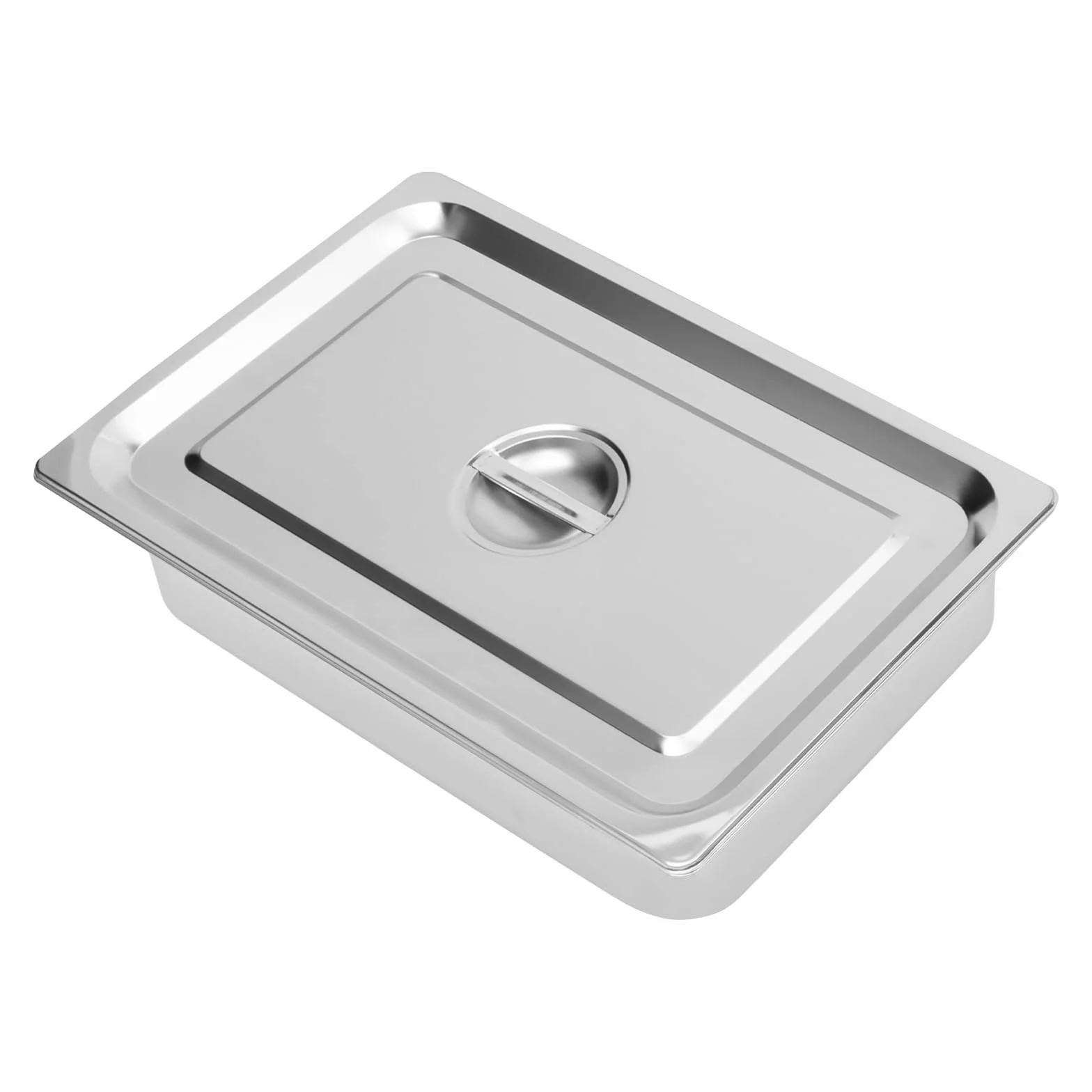 Juego 4 recipientes para comida acero inoxidable rectangular tapa buffet catering plateado