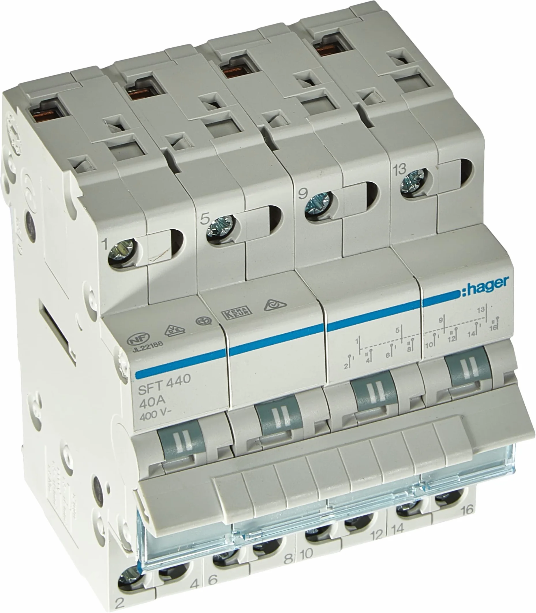 HAGER SFT440 Umschalter 4-polig 40A Nennbetriebsspannung Ue - 400 V Frequenz - 50/60 Hz