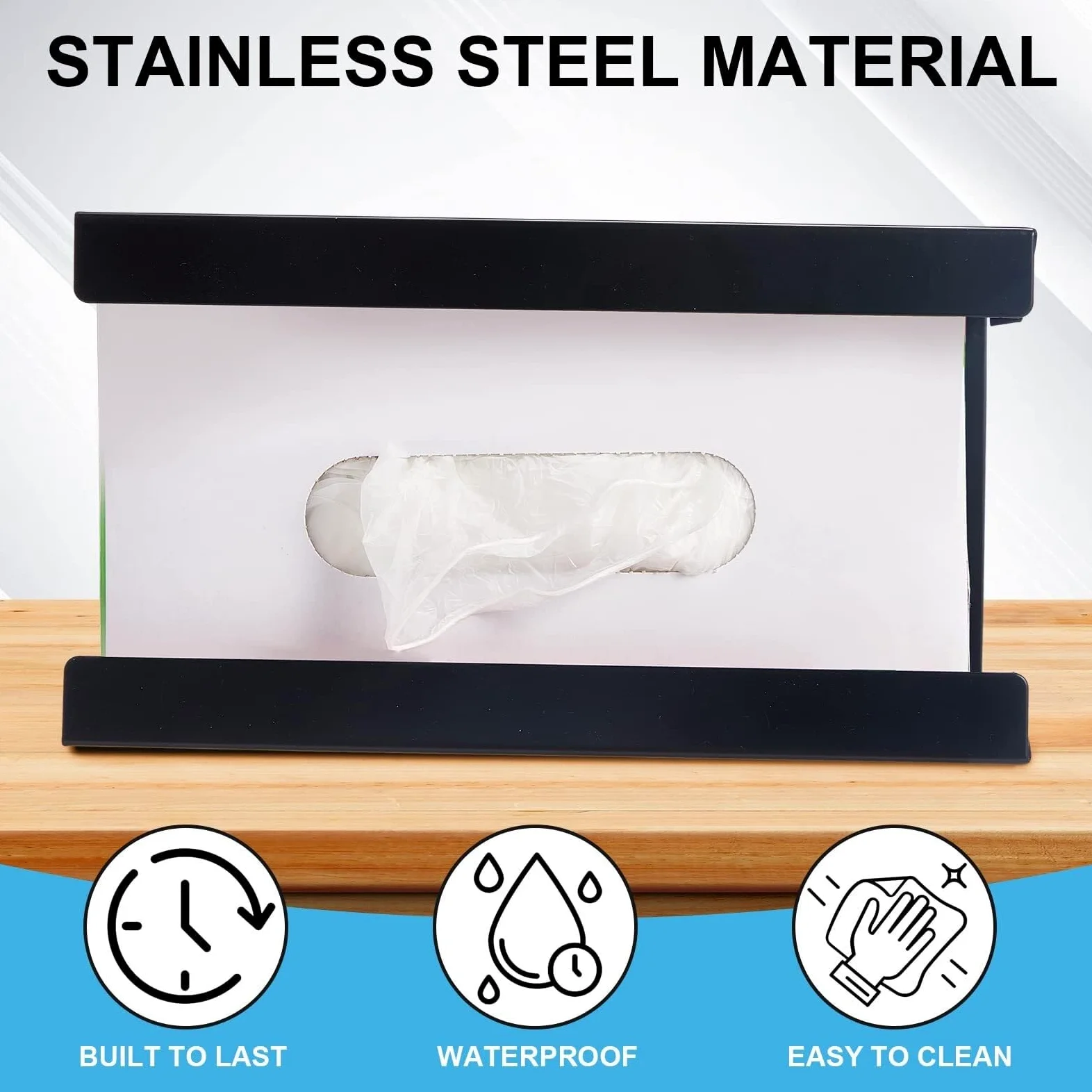2 soportes magnéticos dispensadores de guantes de montaje en pared de calidad comercial, toallas, toallitas de papel, caja de pañuelos de papel, soporte para cocina, nevera, oficina, talleres, garaje