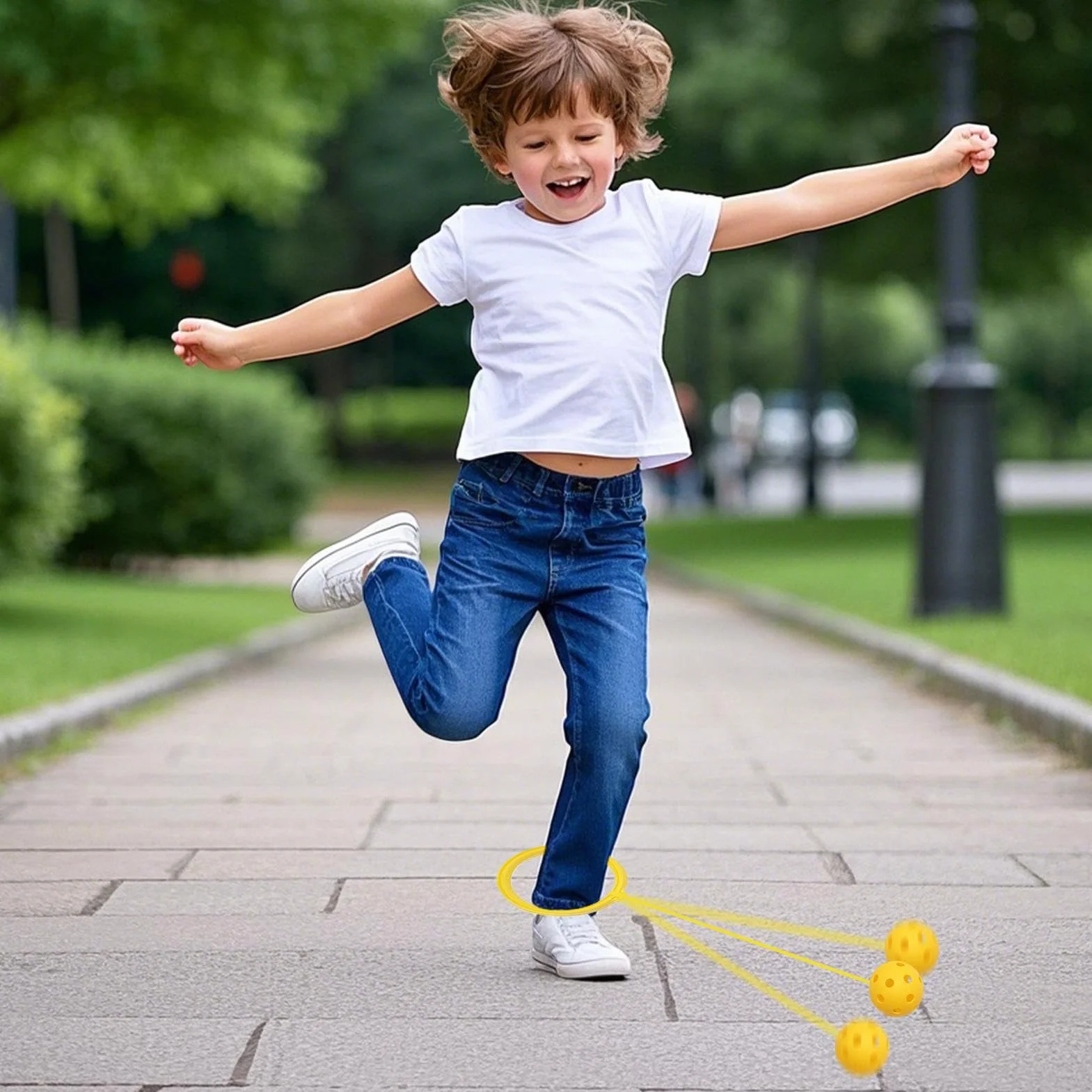 Pelota De Salto PP Goma Blanda Aro De Tobillo Alternativa Comba para Niños Adultos Ejercicio Fitness