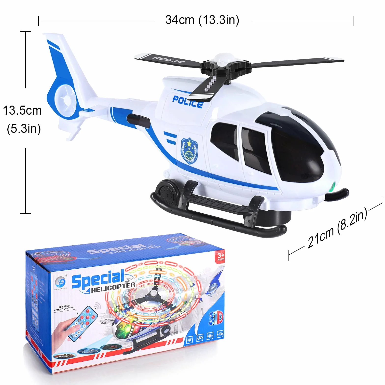 Juego Aviones de Control Remoto, Helicóptero Rescate, Avión Coche Educativo con Ruedas Inercia, Luces LED y Música para Niños 3-8 Años