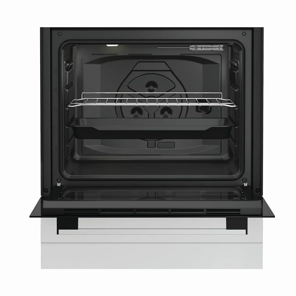 Cocina de gas 60 cm 4 fuegos horno eléctrico 73 L Click&Clean Click&Steam temporizador blanco clase A
