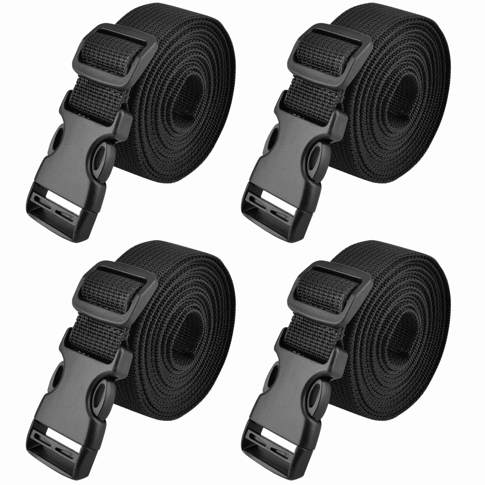 TRIWONDER Correa de Amarre Cinchas de Sujeción de Carga 4 Pcs 25mm x 3m Negro