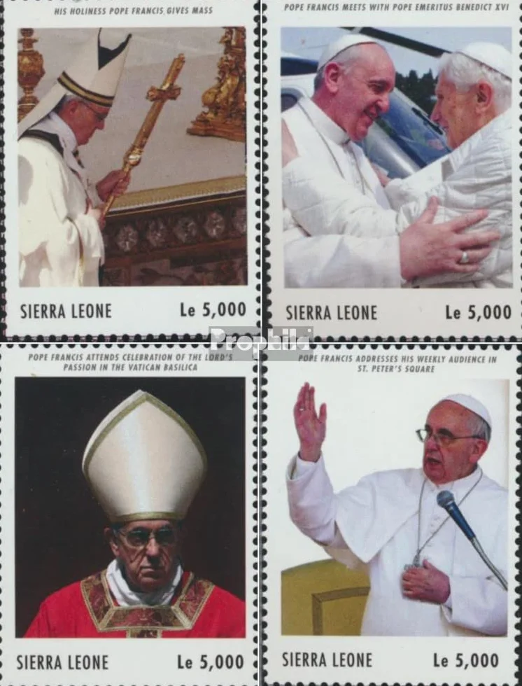 Prophila Collection Sierra Leona 5758-5761 MNH 2013 Papa Francisco Sellos Cristianismo