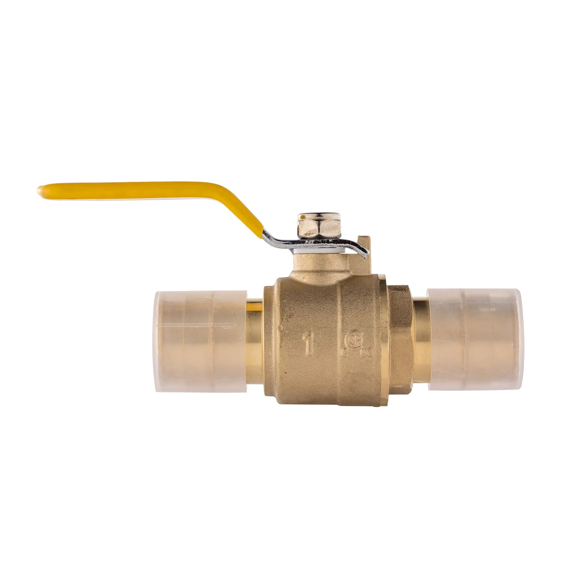 EFIELD Válvula de bola de puerto completo de latón de 1 pulgada para tubería Pex-A, solo conexión de expansión ASTM F1960, mango amarillo, latón sin plomo