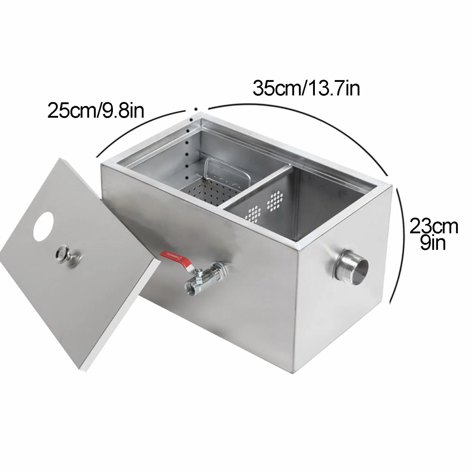 Interceptor de Grasa, Separador de Grasa de Acero Inoxidable, Orificio Único, Trampas de Grasa, para Restaurante, Cafetería, Cocina (Size : 35x25x23)