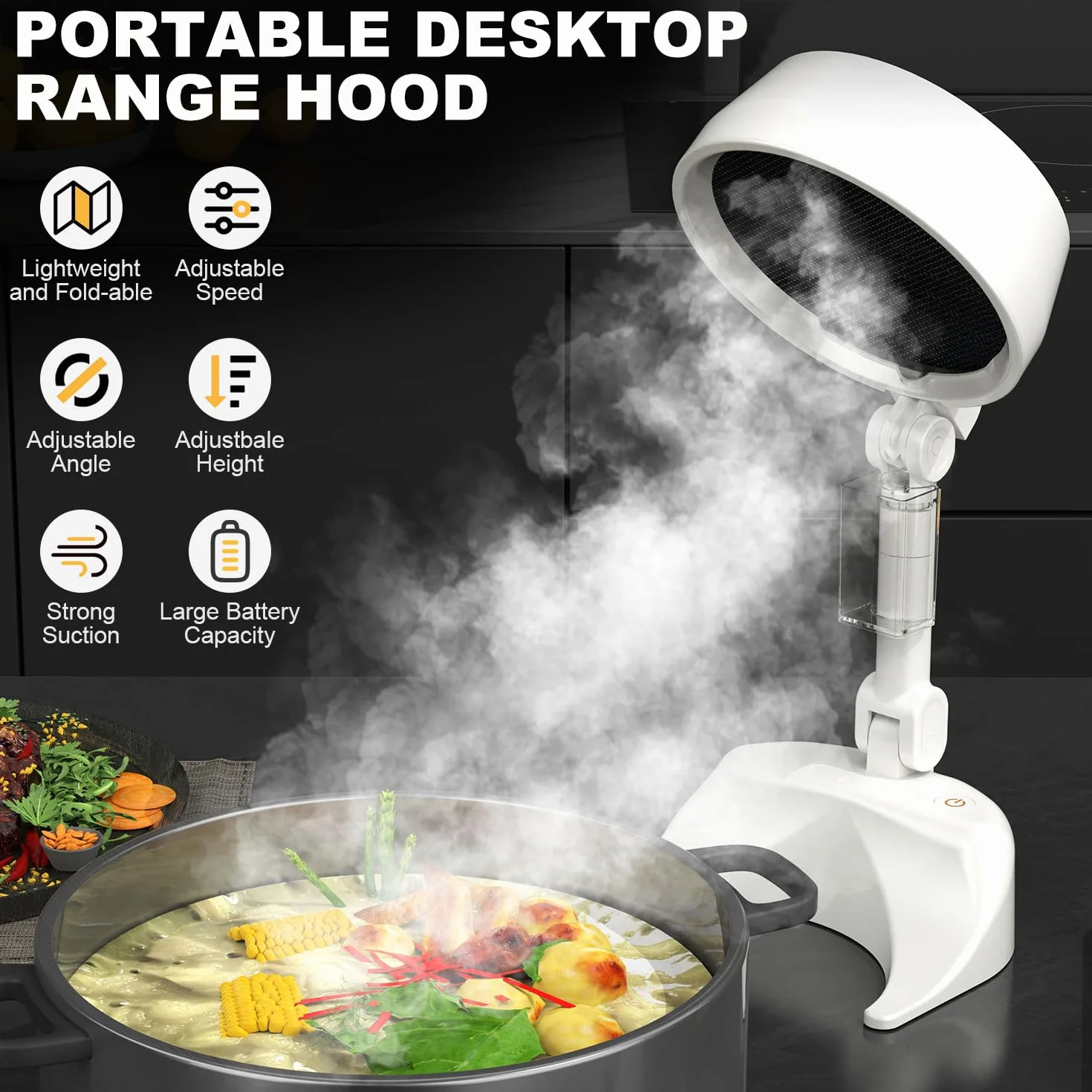 Mostop Extractor de aire portátil 3 velocidades plegable para cocinar interiores BBQ Hot Pot RV bajo ruido