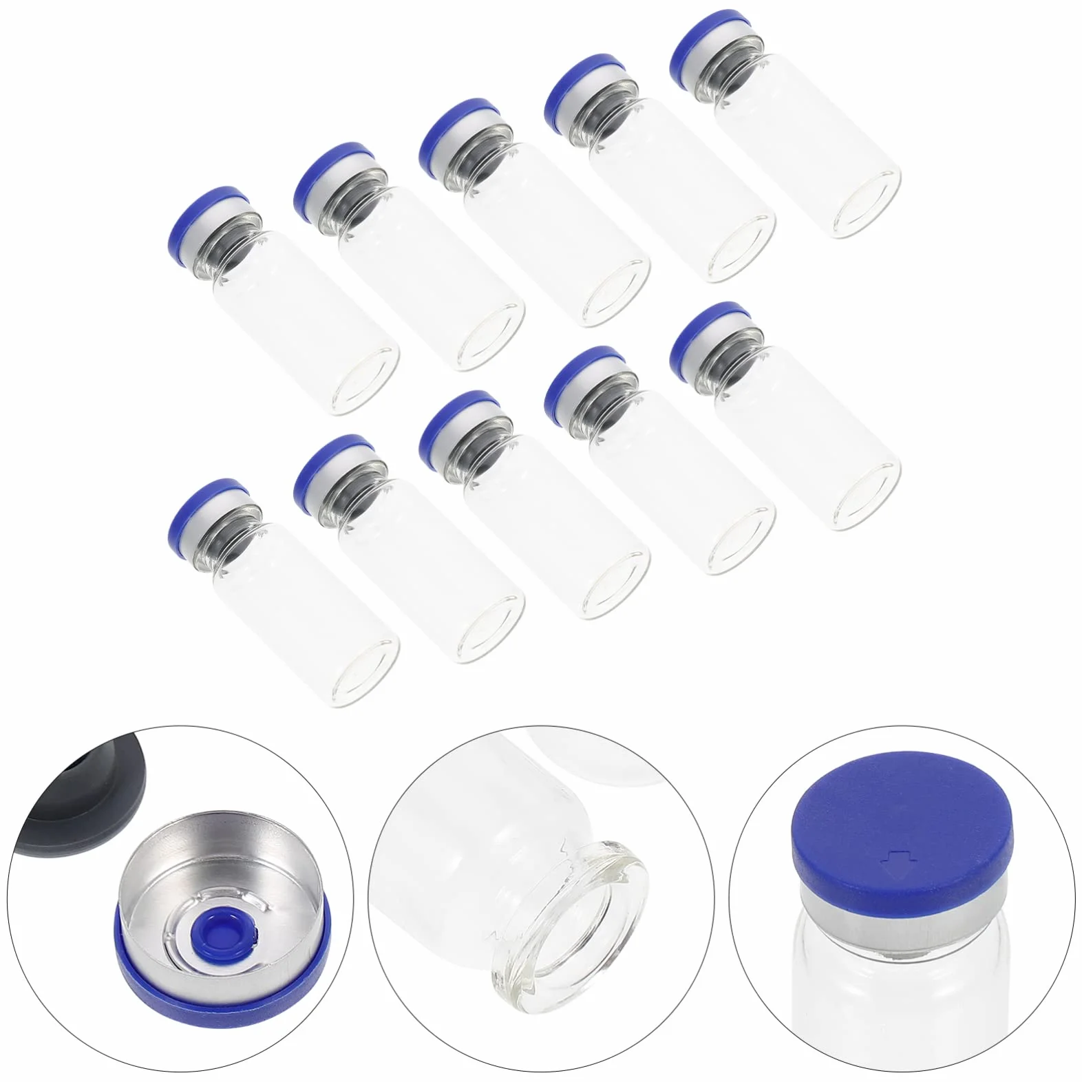 Scicalife 100 Botellas De Vidrio Transparentes 10 Ml Con Tapas Herméticas Para Laboratorio Esterilizadas Almacenamiento Muestras Líquidas Polvos Liofilizados