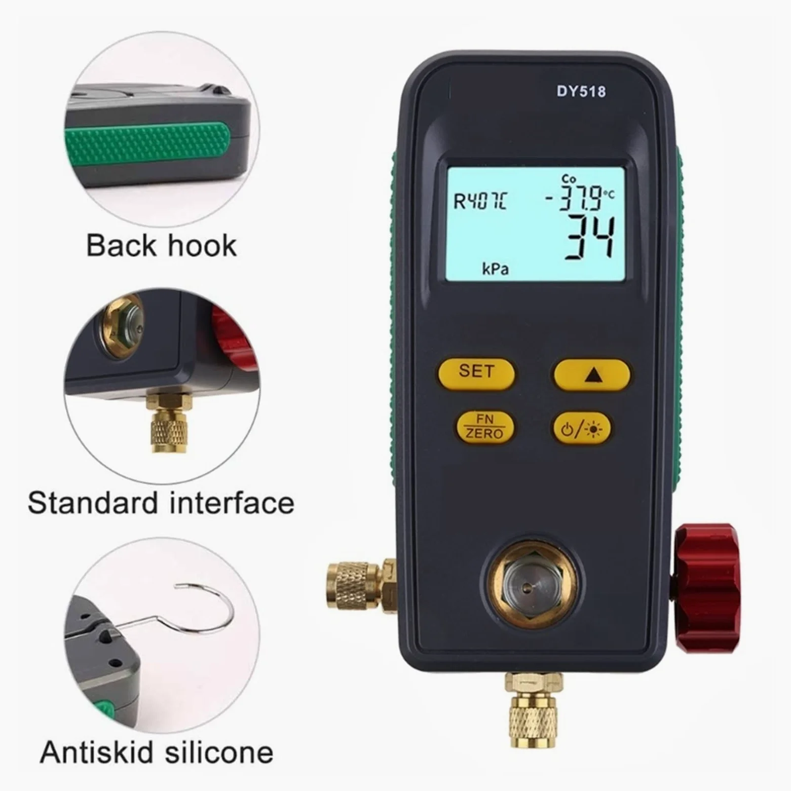 Refrigeración Digital MANIO CAUSIO Air Aire ACONDIBILIDAD Presión Temperatura electrónica Manómetro Probador M4yd,Alta precisión