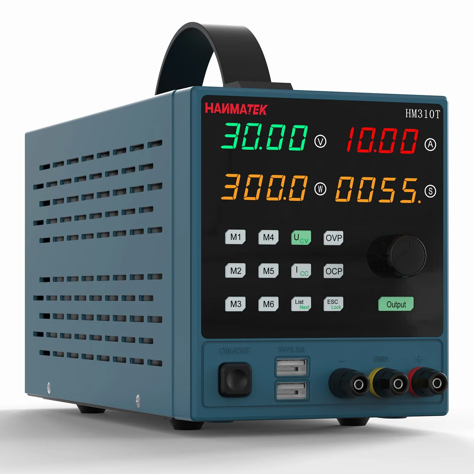 Fuente de Alimentación de Banco, Alimentación de Laboratorio Ajustable Portátil 0-10 A/0-32 V, Memoria 6 Grupos de Datos, Control por Computadora y Botón, Operación Automática, Protección Múltiple