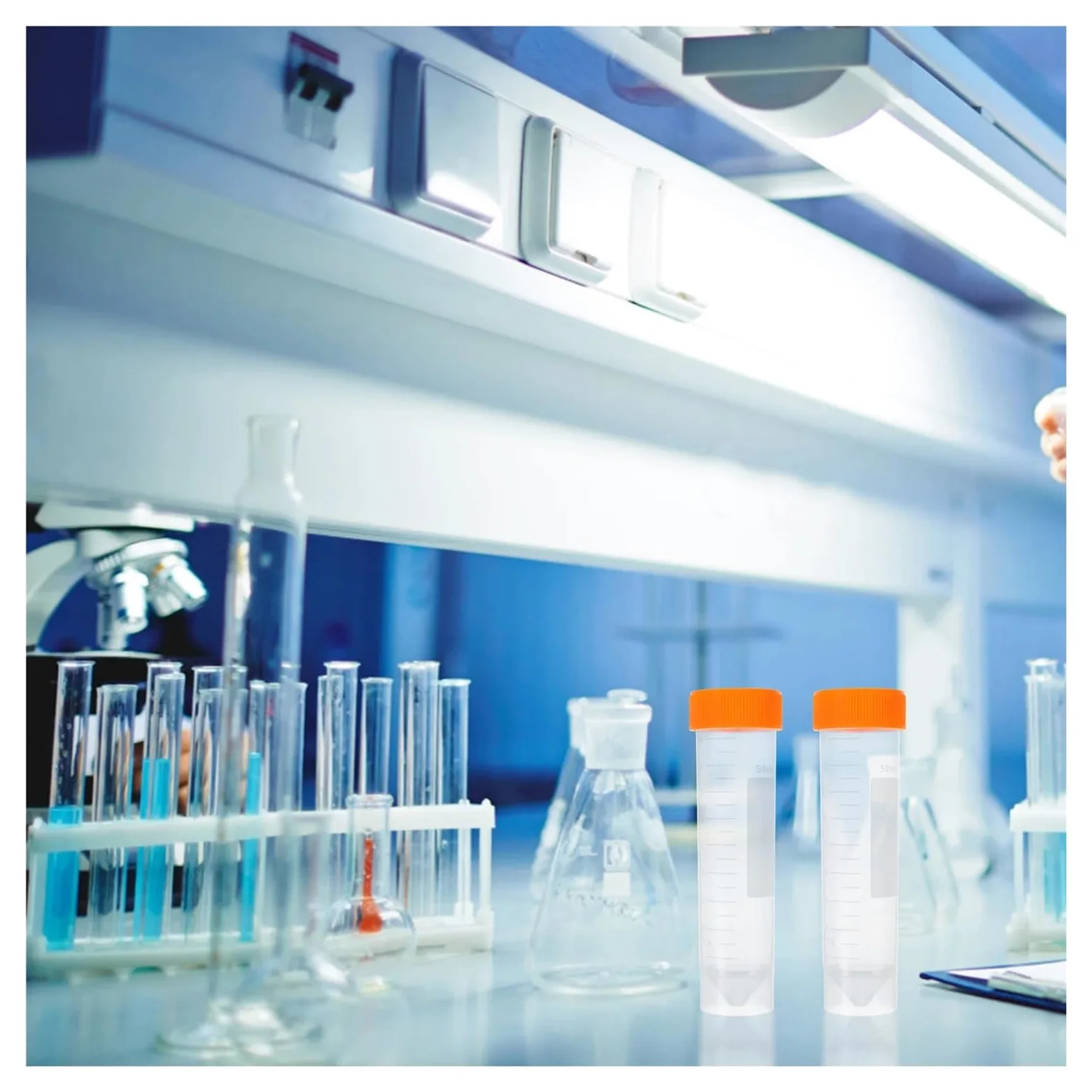 50pcs Centrifuge Tube Laboratory Use Professional Grade Tubes With Scale Markings Screw Port Flat Bottom Structure Plastic