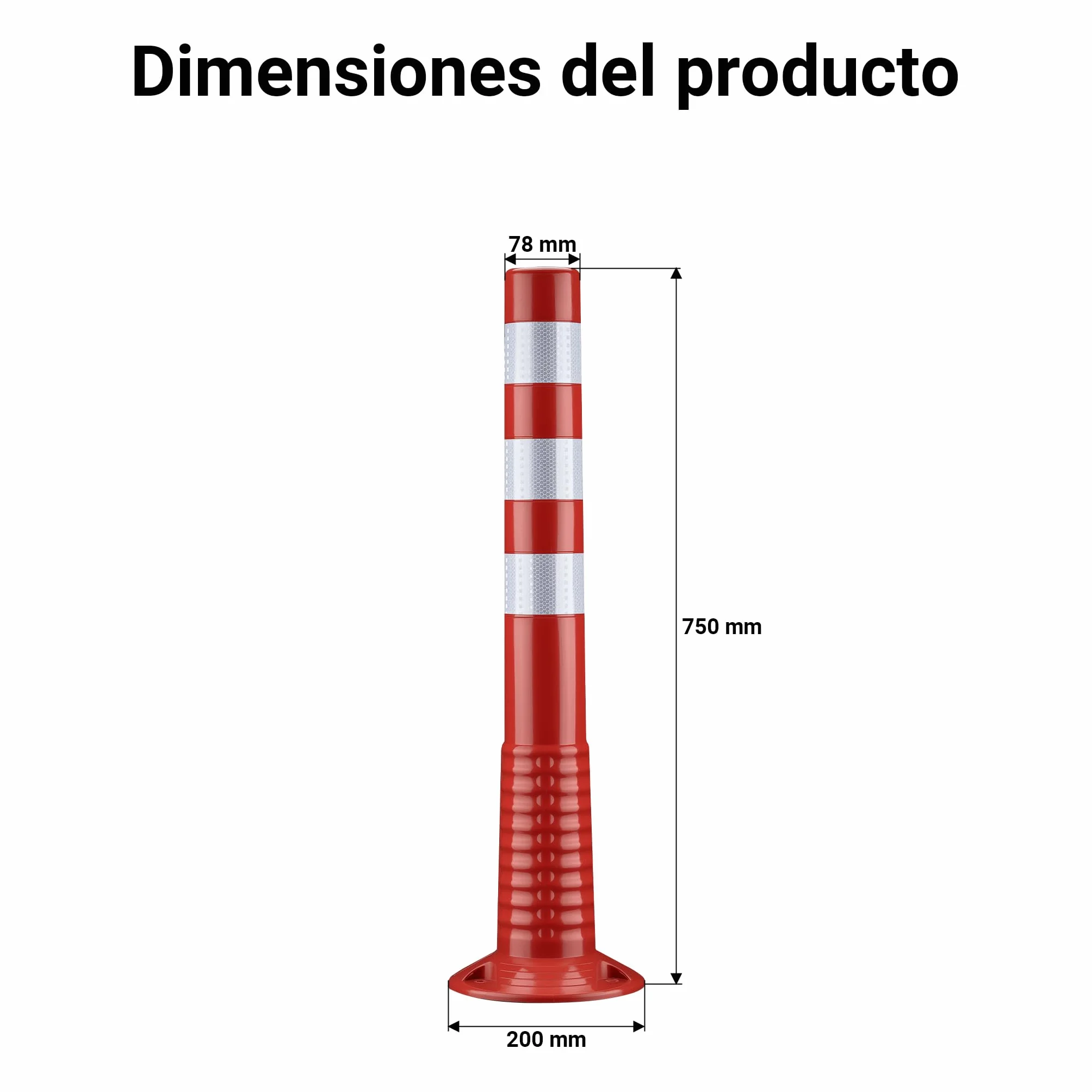 Wiltec Juego de 2 Postes de Señalización Naranja y Blanco 75 cm Altura 20 cm Diámetro Reflectante Flexible